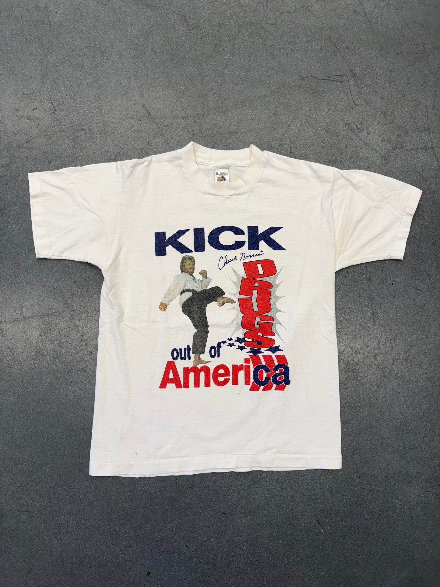 90'S CHUCK NORRIS KICK DRUGS OUT OF AMERICA TEE (FOTL TAG)