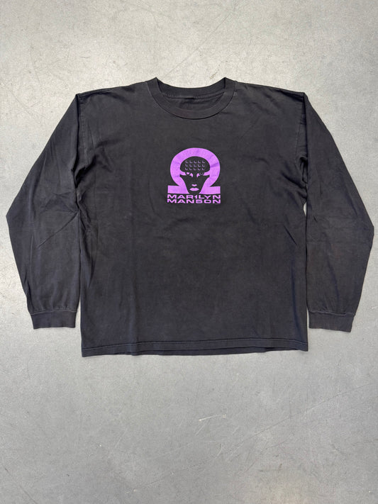 1998 MARILYN MANSON PURPLE FACE LONG SLEEVE TEE (PULLED TAG)