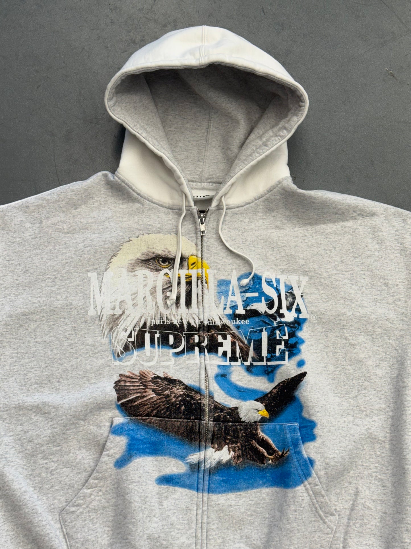 SS26 SUPREME MM6 MAISON MARGIELA EAGLE ZIP UP HOODED SWEATSHIRT - WHITE