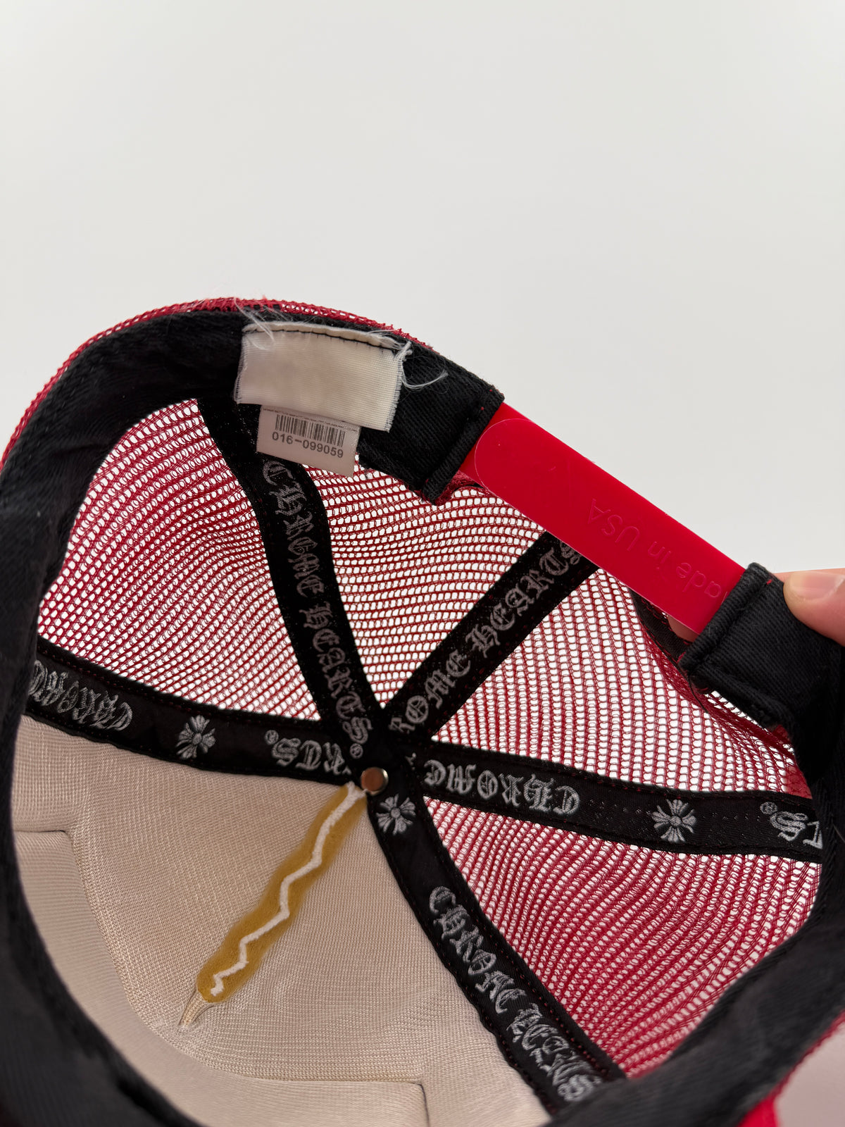 CHROME HEARTS FUCK HOLLYWOOD, USA TRUCKER HAT - RED/WHITE/BLACK