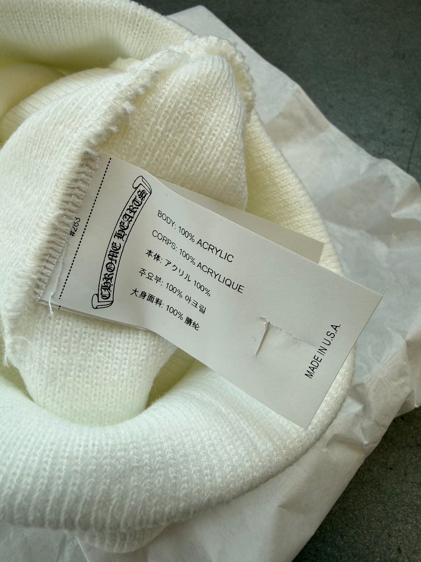 CHROME HEARTS WATCH CAP CH BEANIE - WHITE/BLACK