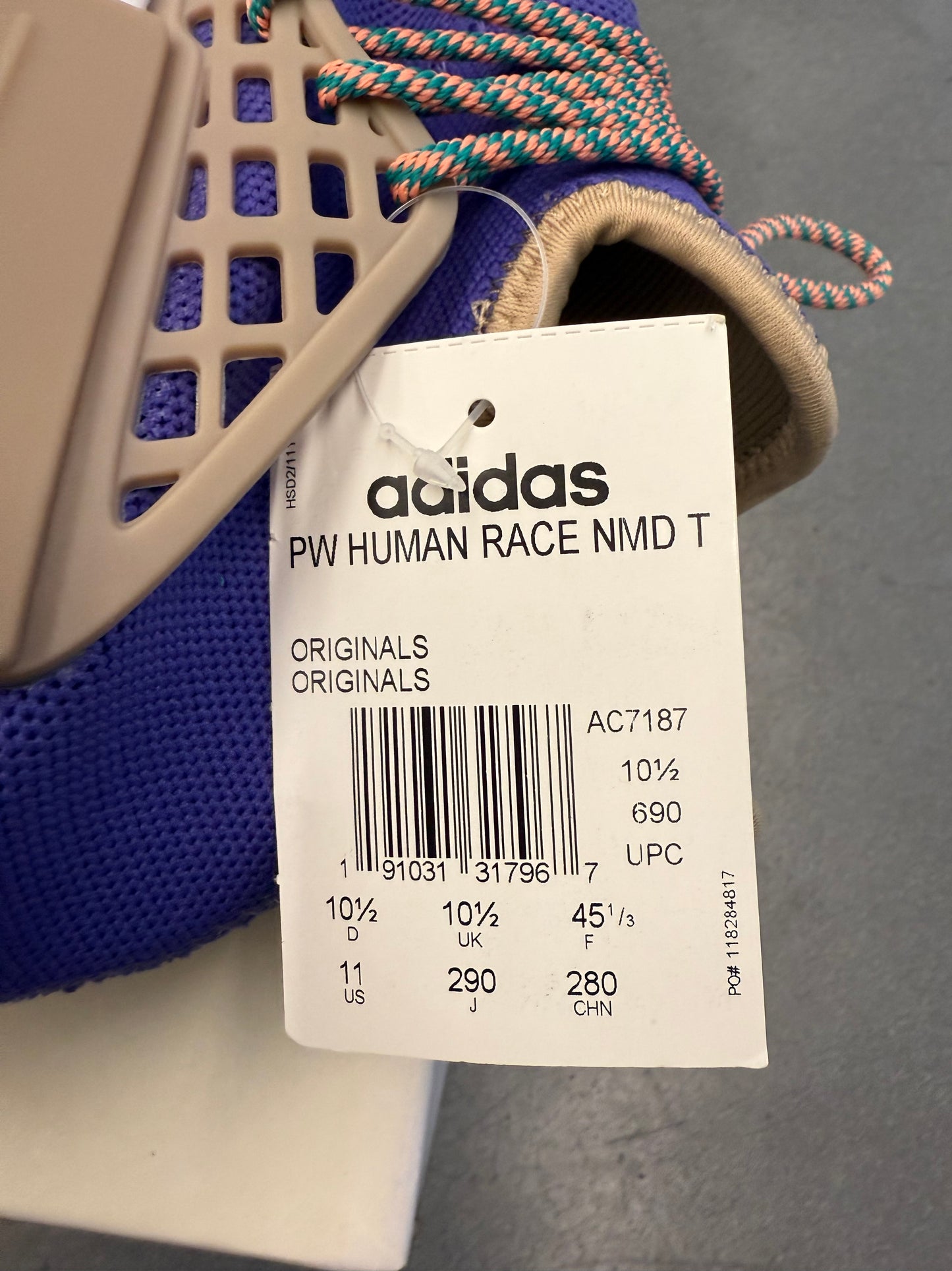 SIZE 11 ADIDAS NMD HUMAN RACE PHARRELL RESPIRA PURPLE (F&F) (BRAND NEW WITH BOX)