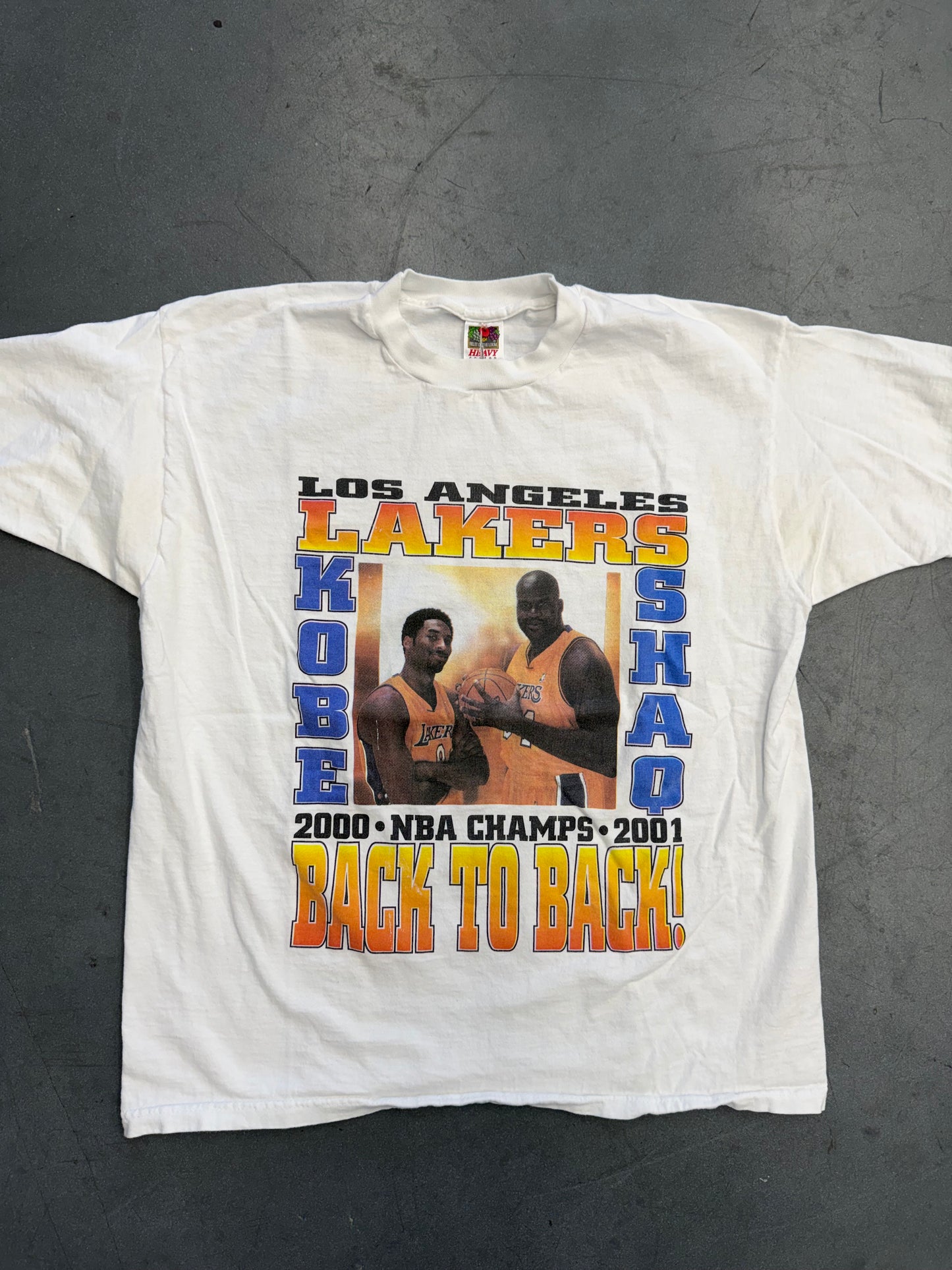 2000-01 LOS ANGELES LAKERS NBA CHAMPS BACK TO BACK! TEE (FOTL TAG)