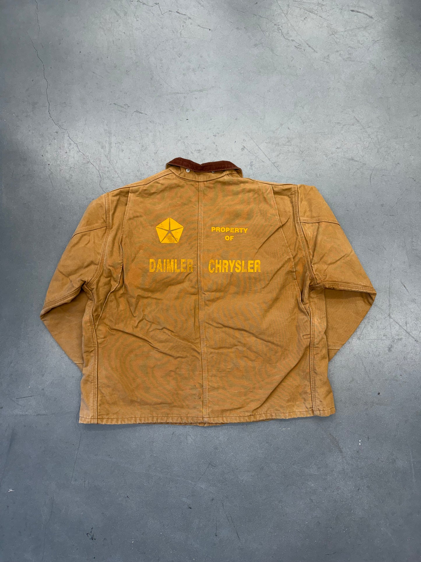 90S CARHARTT CORDUROY COLLAR PROPERTY OF DAIMER CHRYSLER WOOL LINED JACKET (C01BRN) (REGULAR FIT)(58)
