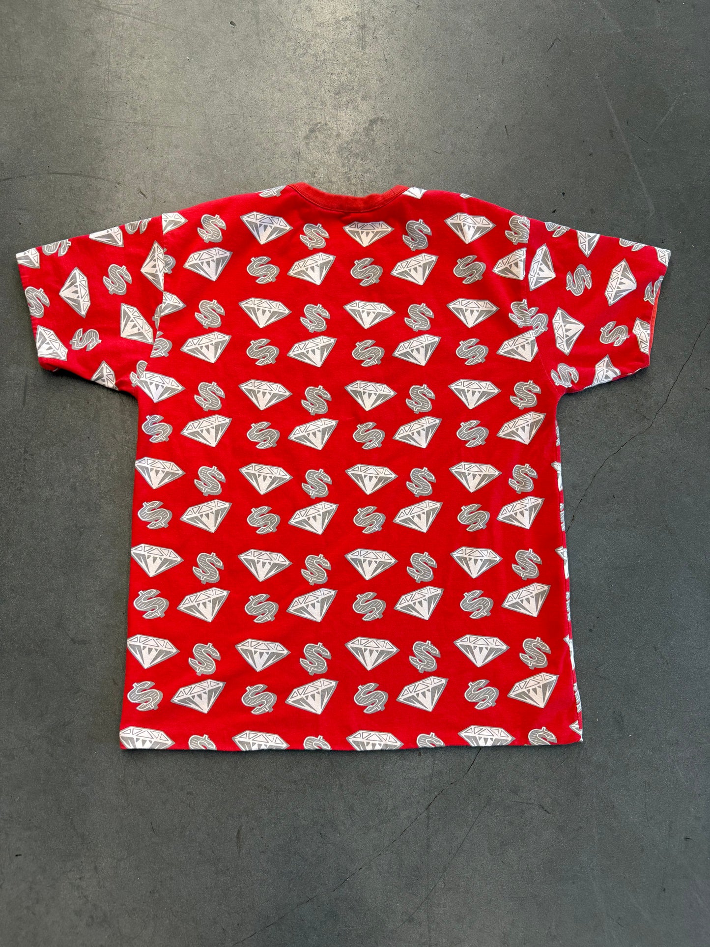VINTAGE BILLIONAIRE BOYS CLUB BBC DIAMONDS & DOLLARS RED REVERSIBLE TEE