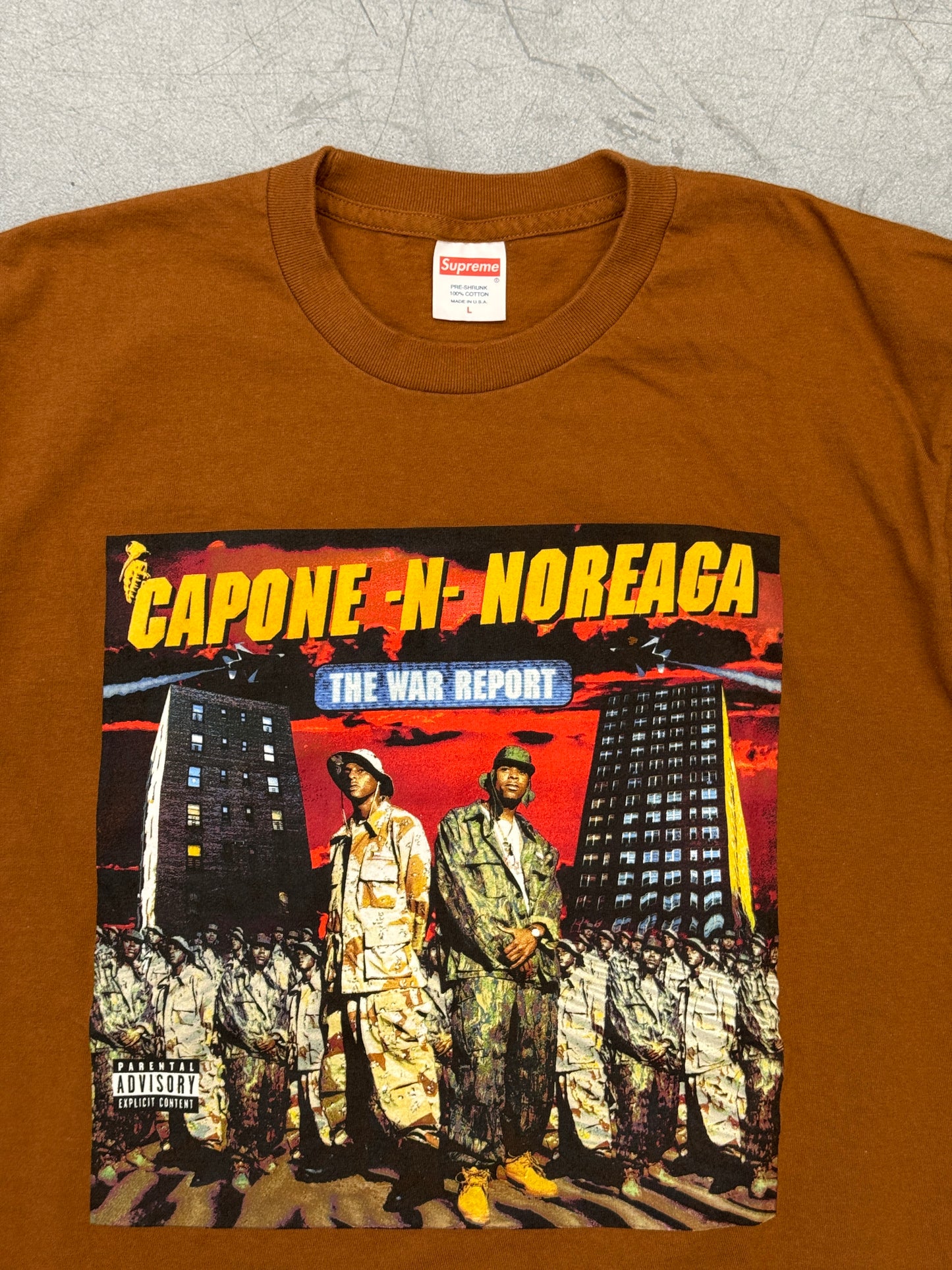 FW16 SUPREME THE WAR REPORT TEE- BROWN
