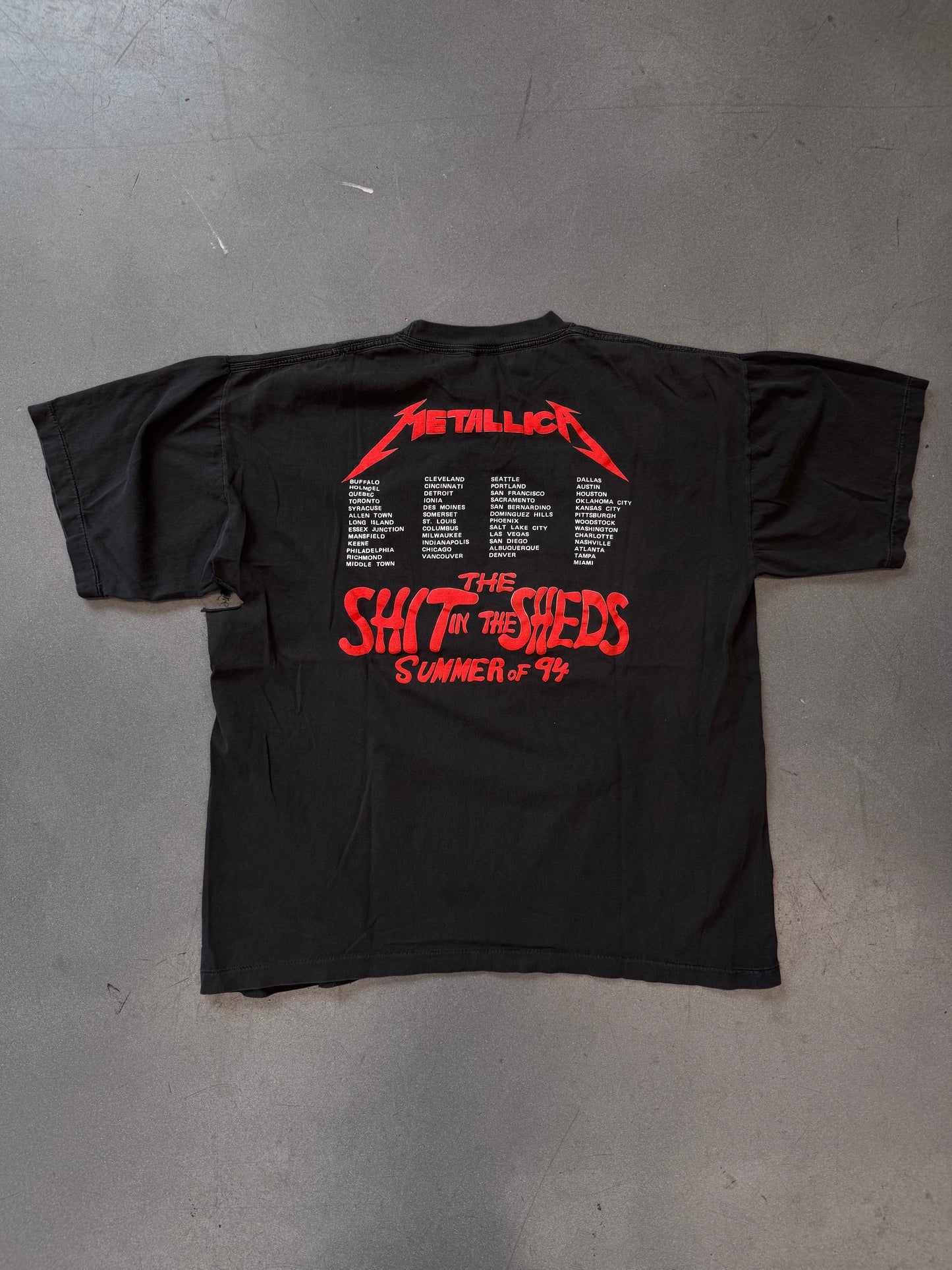 1994 METALLICA THE SHIT IN THE SHEDS DISTRESSED TOUR TEE (FIVE STAR TAG)