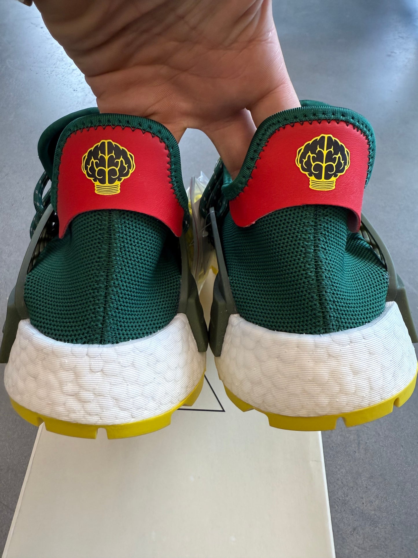 SIZE 11.5 ADIDAS NMD HU PHARRELL NERD GREEN YELLOW (BRAND NEW WITH BOX)