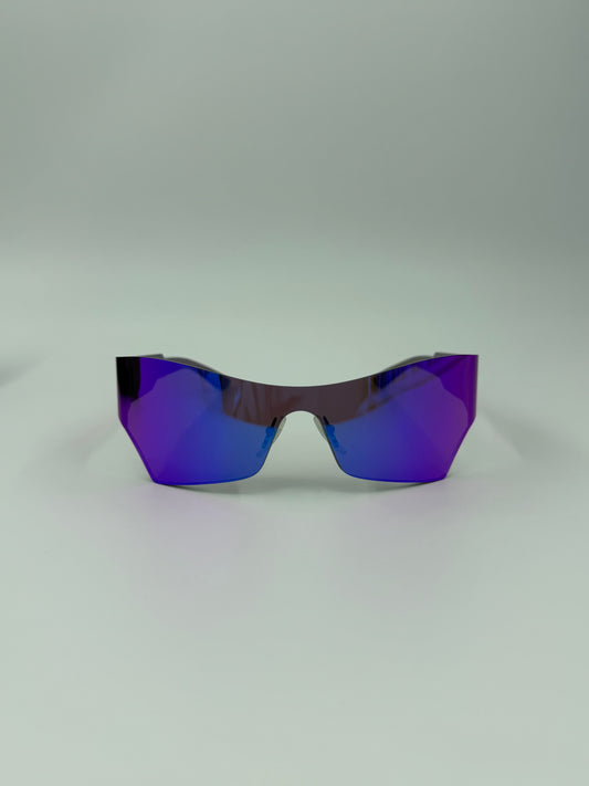 FW21 BALENCIAGA SHIELD PURPLE MIRROR SUNGLASSES