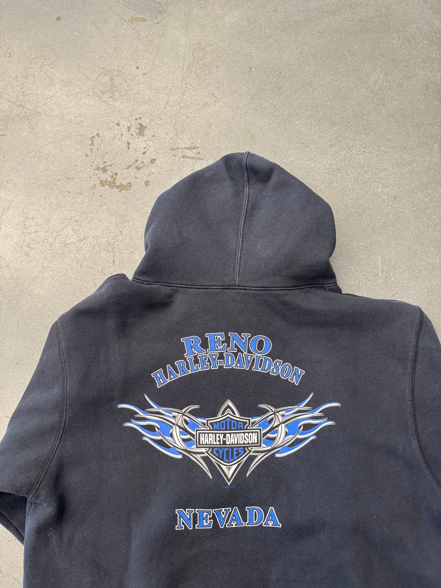 2005 HARLEY-DAVIDSON RENO NEVADA BLUE FLAMES ZIP-UP HOODIE