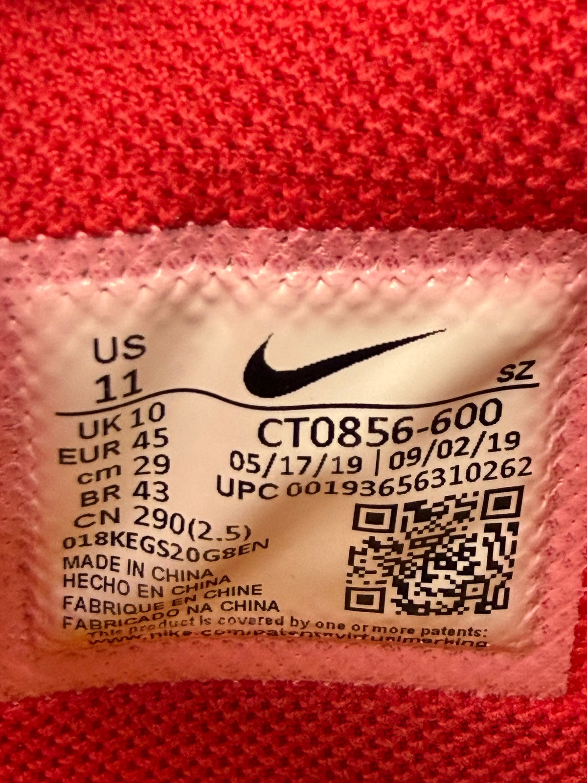 2019 NIKE DUNK LOW OFF-WHITE UNIVERSITY RED