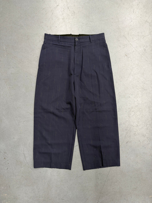 BALENCIAGA SMALL FIT BAGGY LOGO STRIPE TAILORED TROUSERS - NAVY