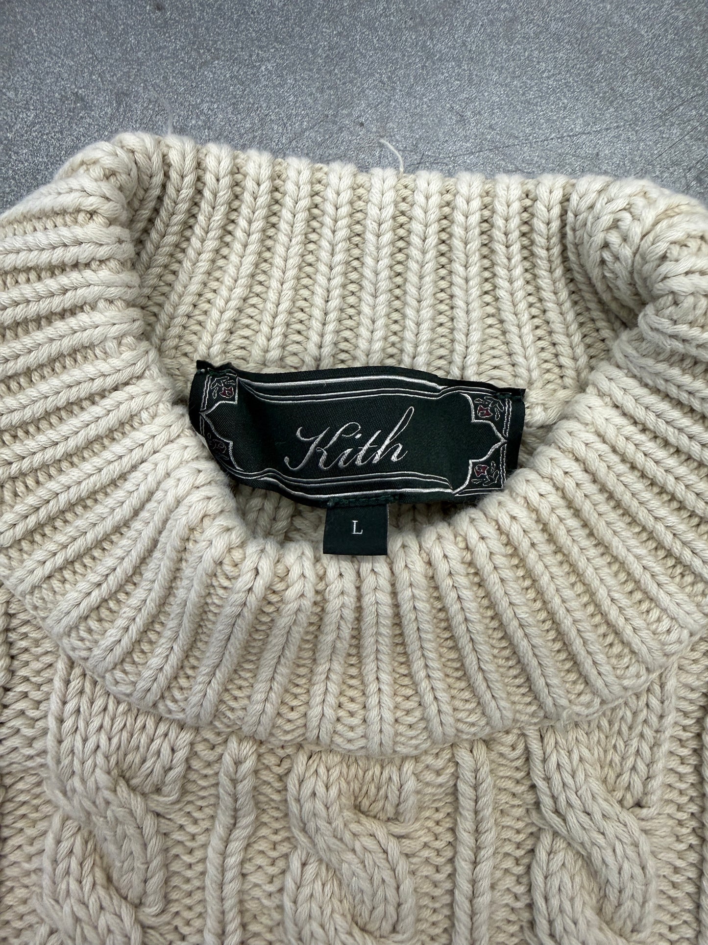 KITH TILDEN CREWNECK CABLE KNITTED SWEATER - FIELD
