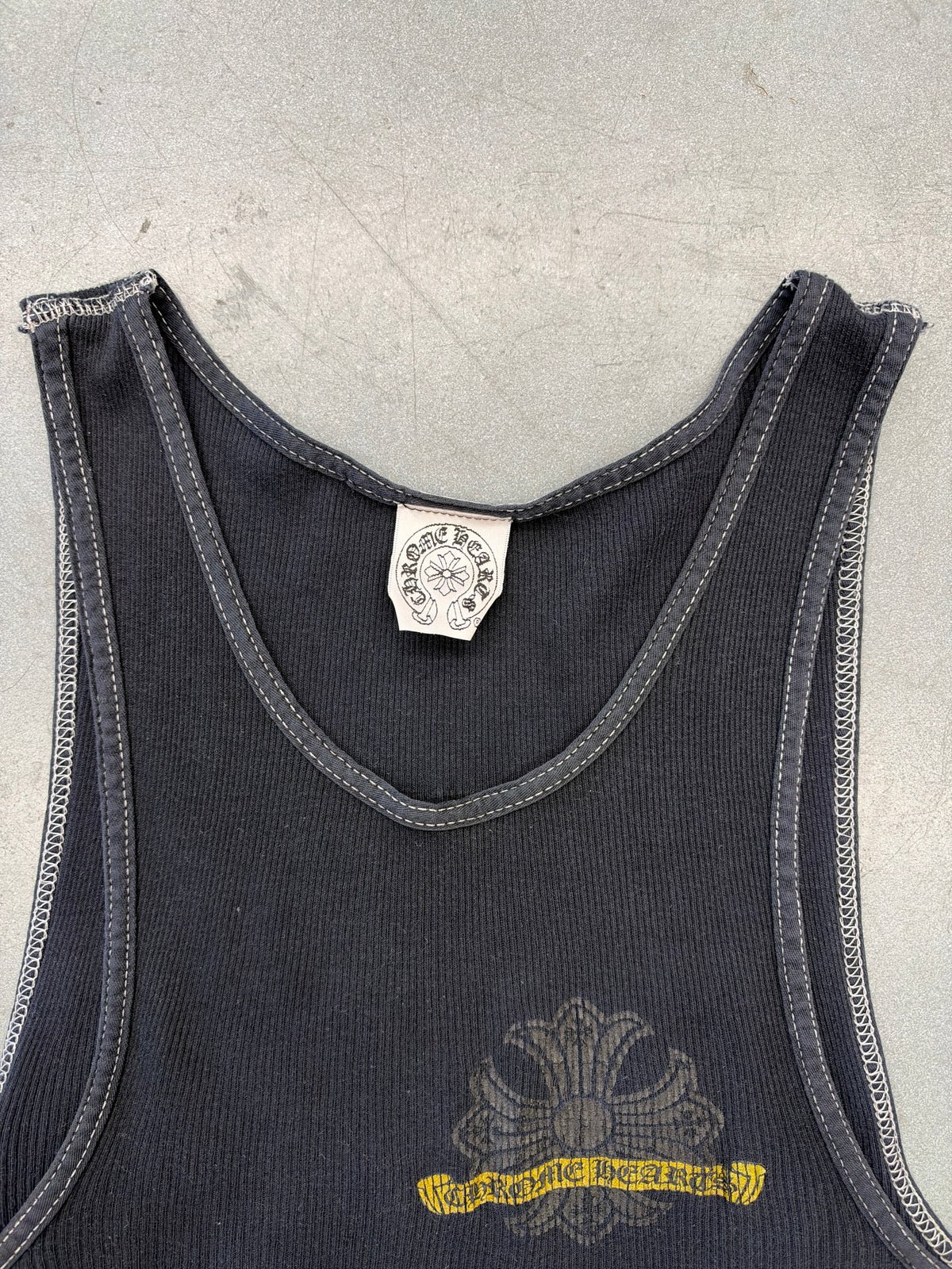 VINTAGE CHROME HEARTS TRIPLE CROSS HORSESHOE TANK TOP