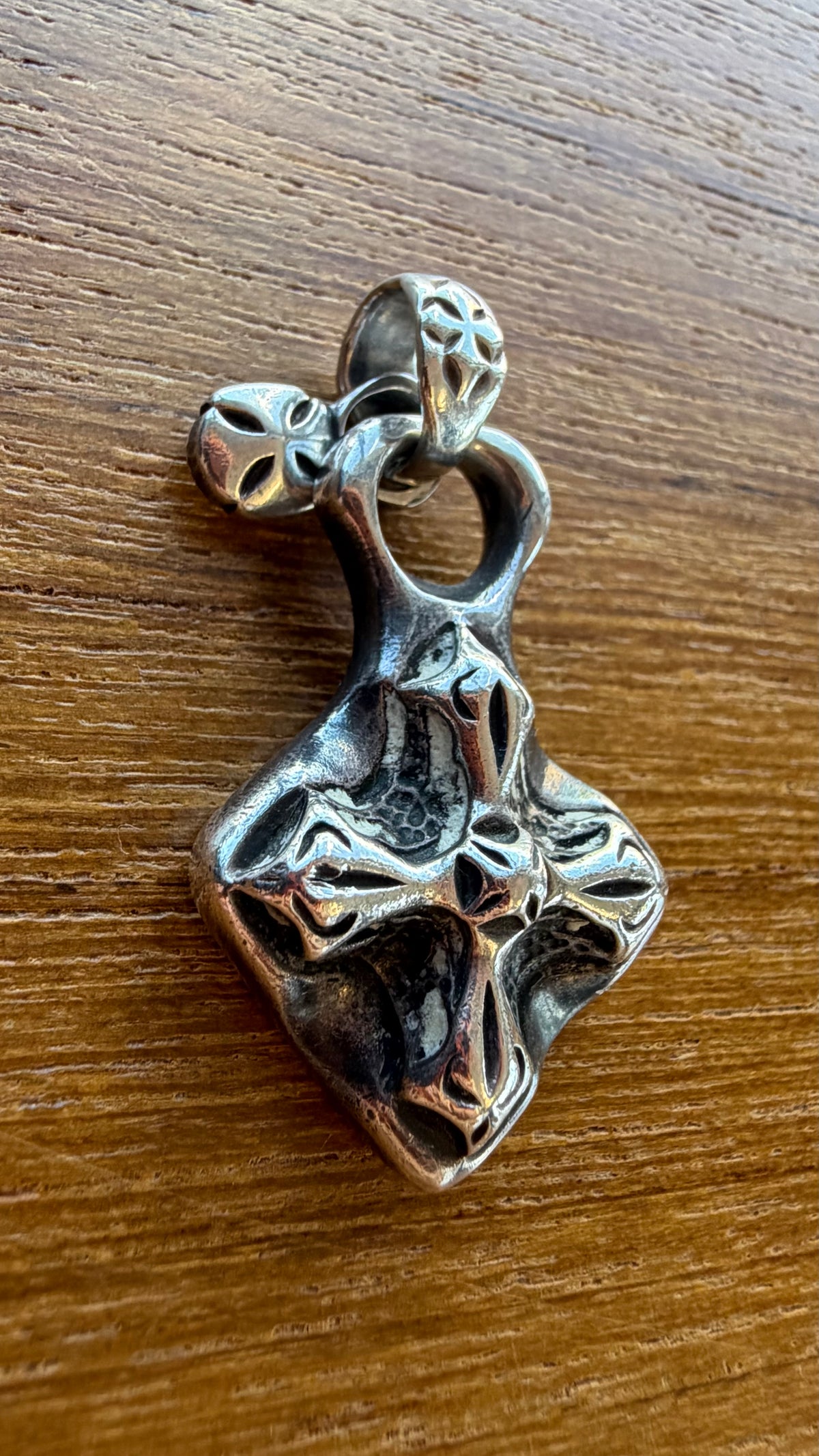 BILL WALL LEATHER CROSS CHARM SILVER PENDANT