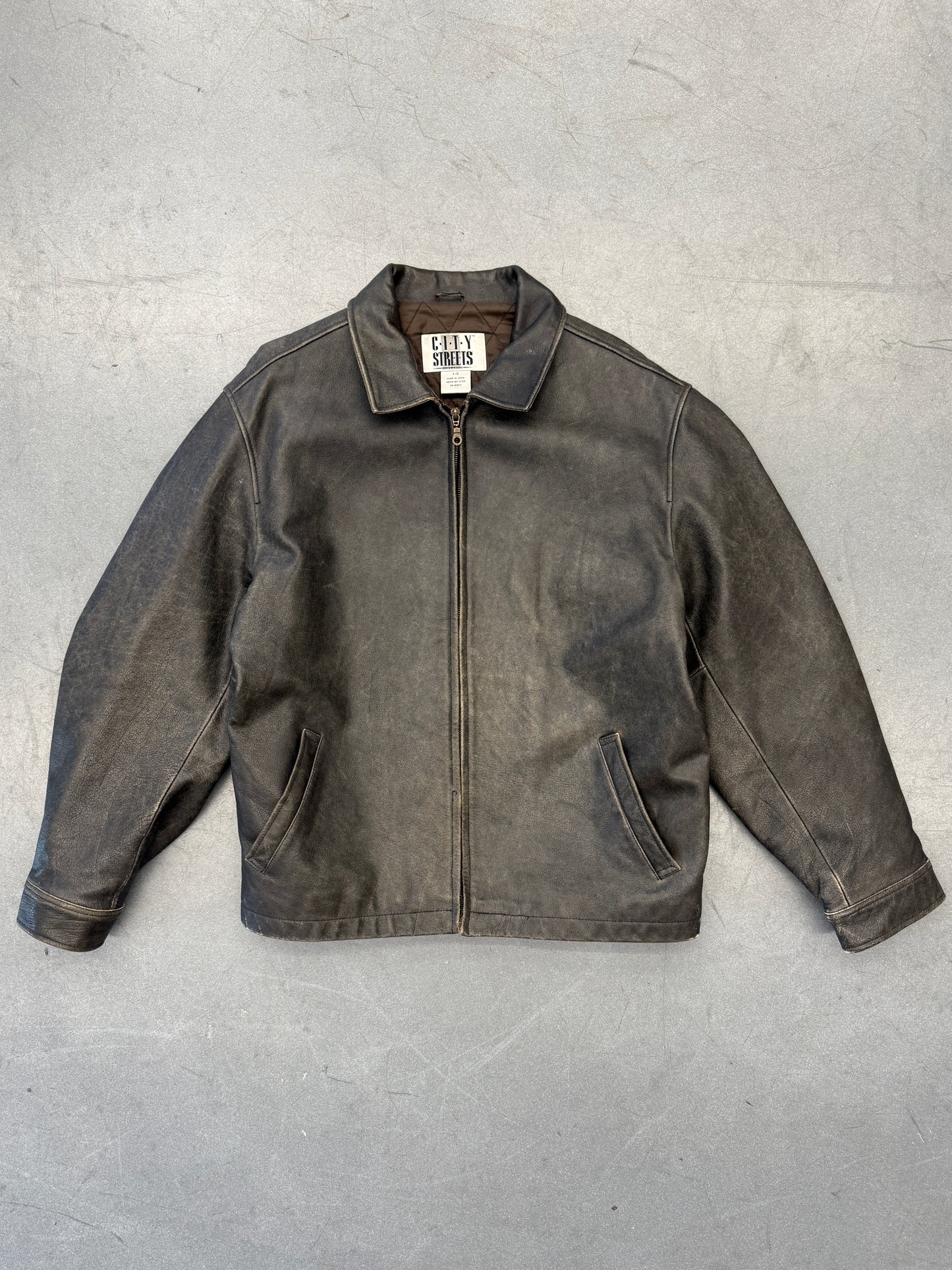VINTAGE CITY STREETS 100% LEATHER JACKET (FADED)