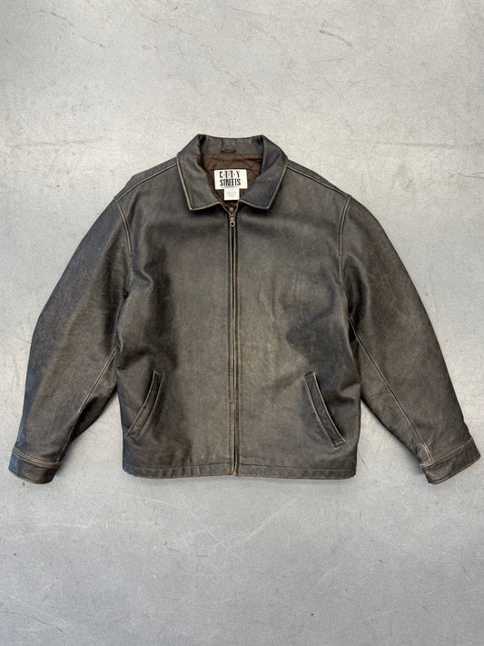 VINTAGE CITY STREETS 100% LEATHER JACKET (FADED)