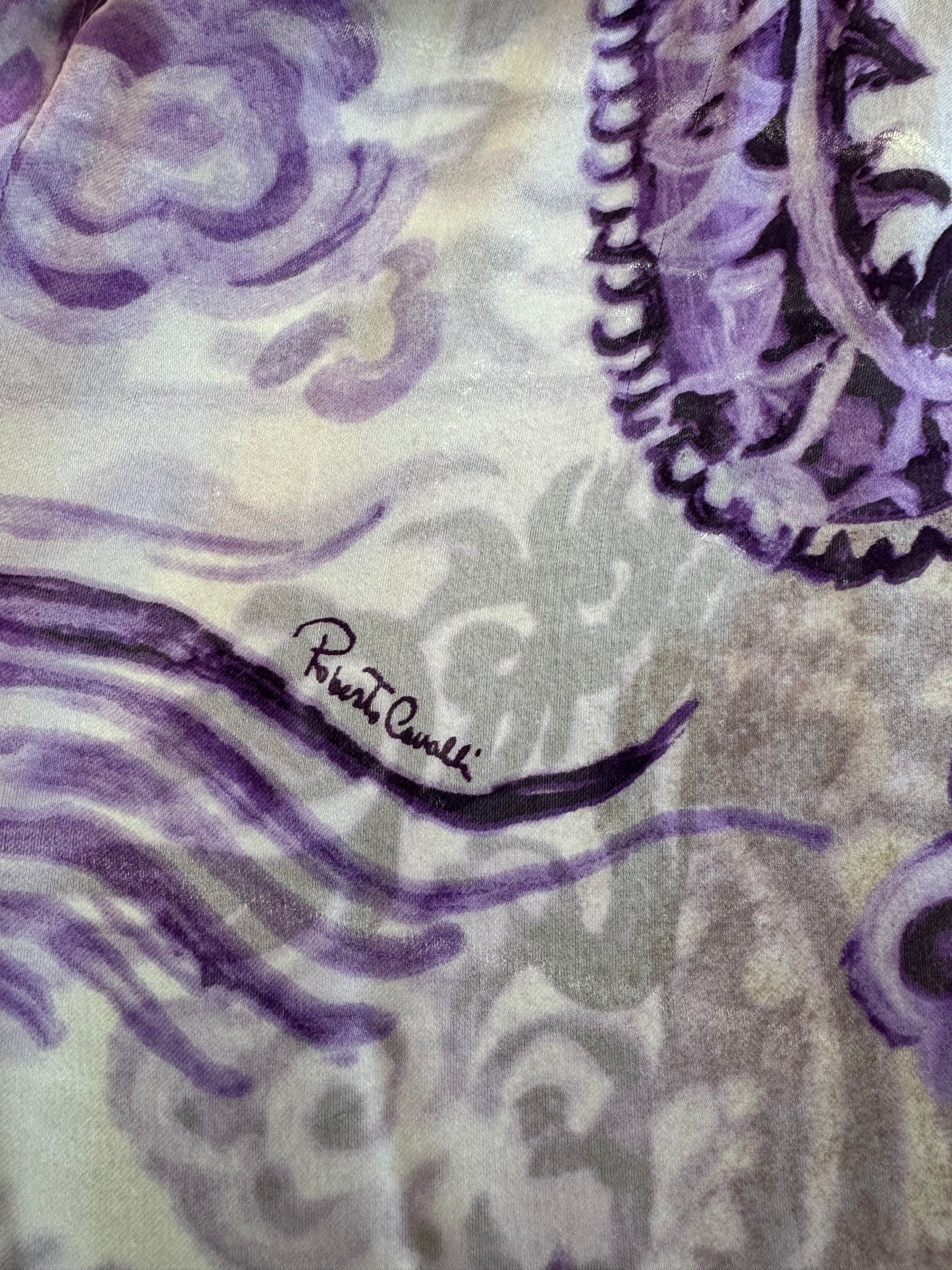 VINTAGE ROBERTO CAVALLI MING VASE SILK BLOUSE