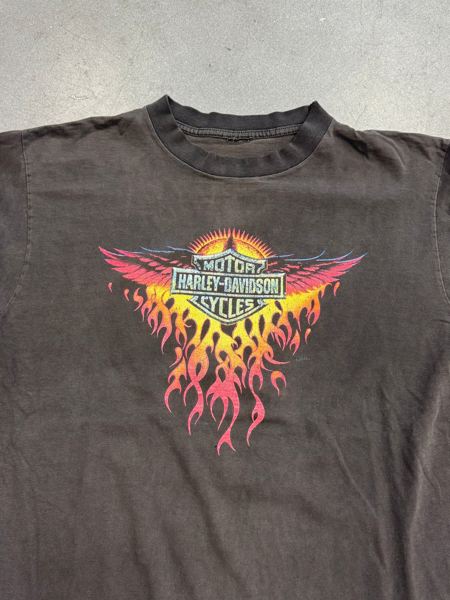 1998 HARLEY-DAVIDSON LAS VEGAS NEVADA FLAME LS TEE (PULLED TAG)