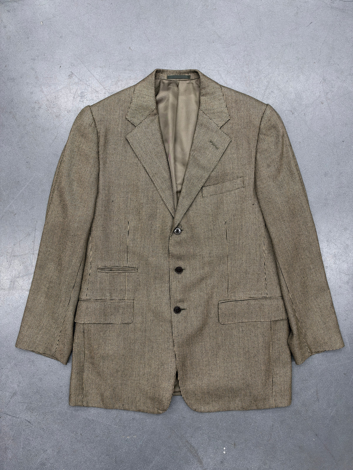 RALPH LAUREN PURPLE LABEL 50% CASHMERE 50% SILK HOUNDSTOOTH BLAZER