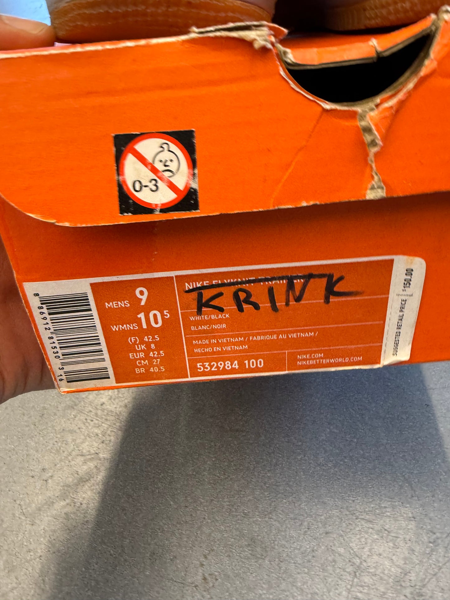 2008 SIZE 9.5 NIKE AIR FORCE 1 LOW 1WORLD KRINK (PRE-OWNED WITH REPLACEMENT BOX)