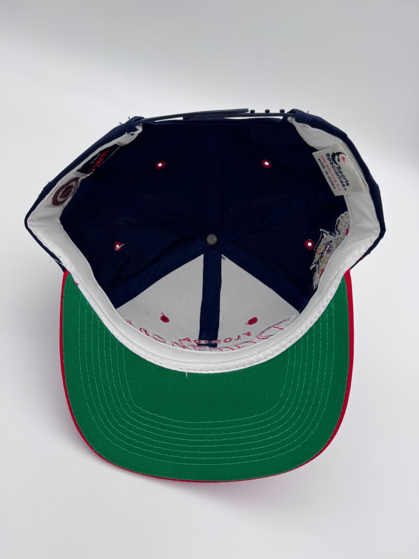 90S FLORIDA PANTHERS SCRIPT SPORTS SPECIALTIES SNAPBACK HAT NAVY