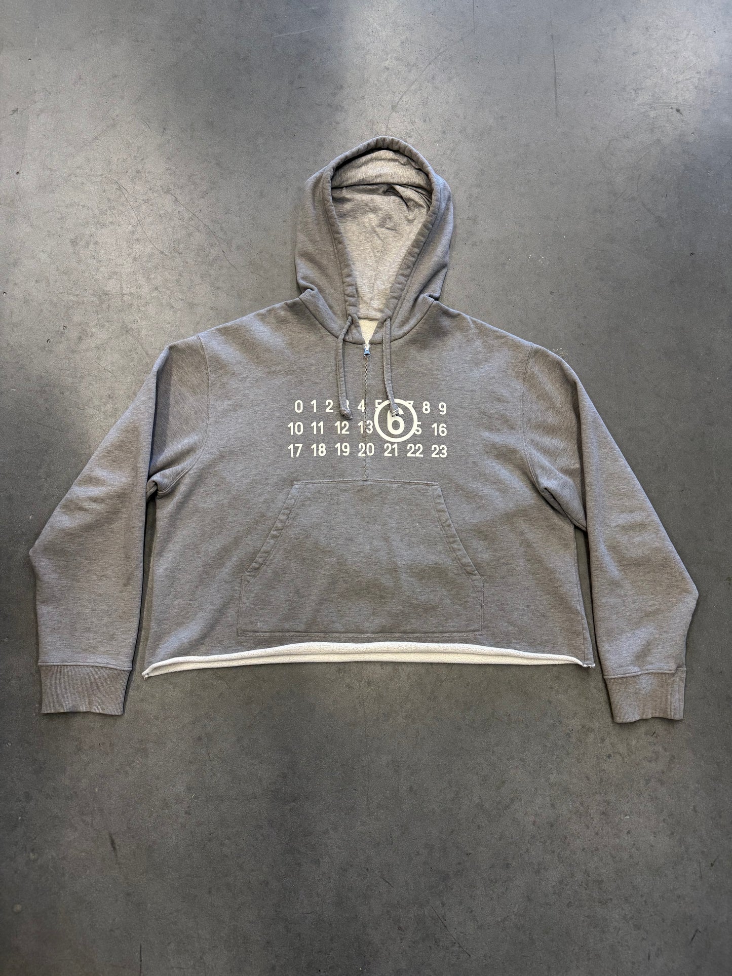 MM6 MAISON MARGIELA HALF-ZIP HOODIE - GREY (SMALL)