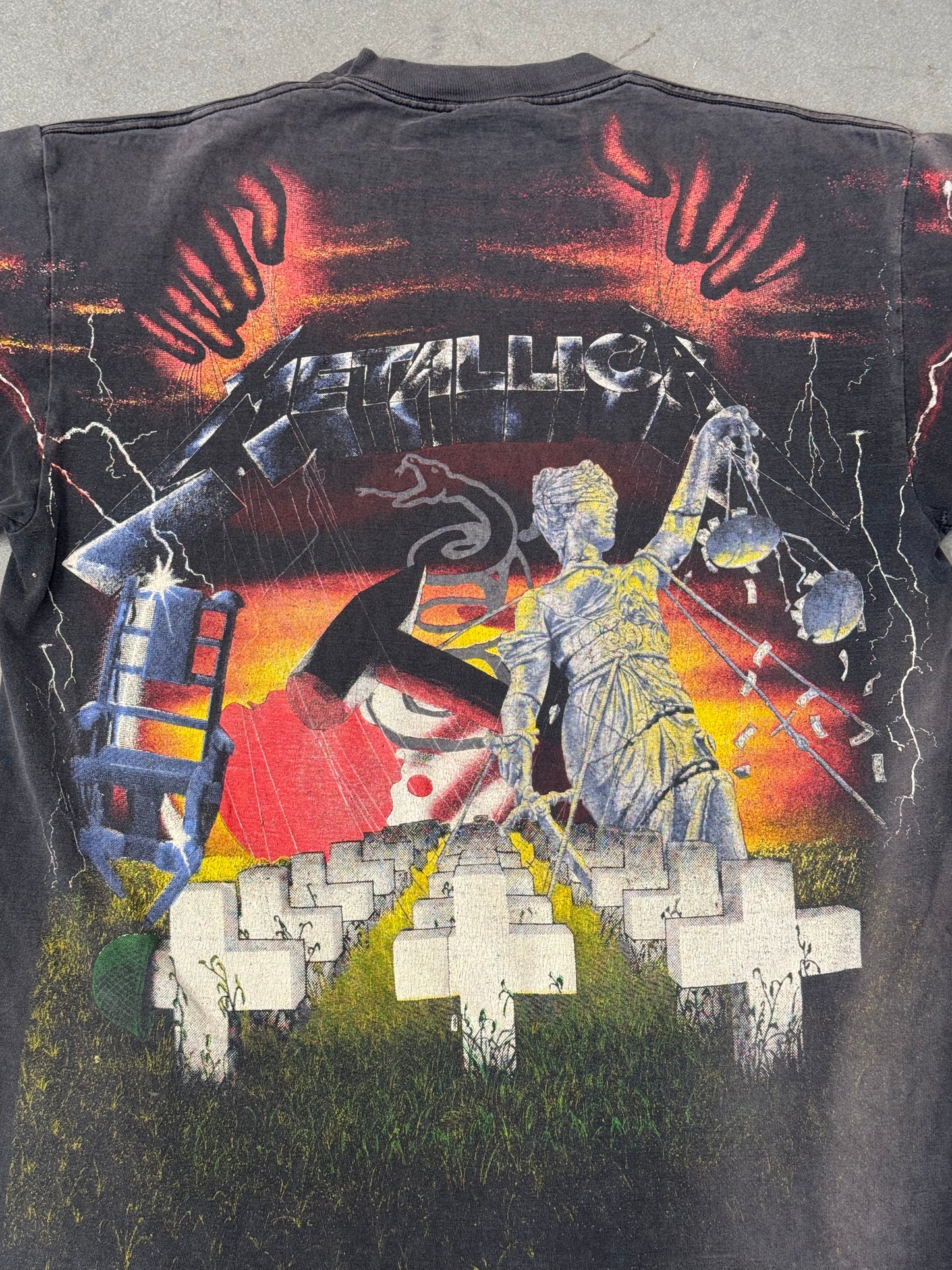 1991 METALLICA 5 ALBUM AOP TEE (SILVER BROCKUM TAG)