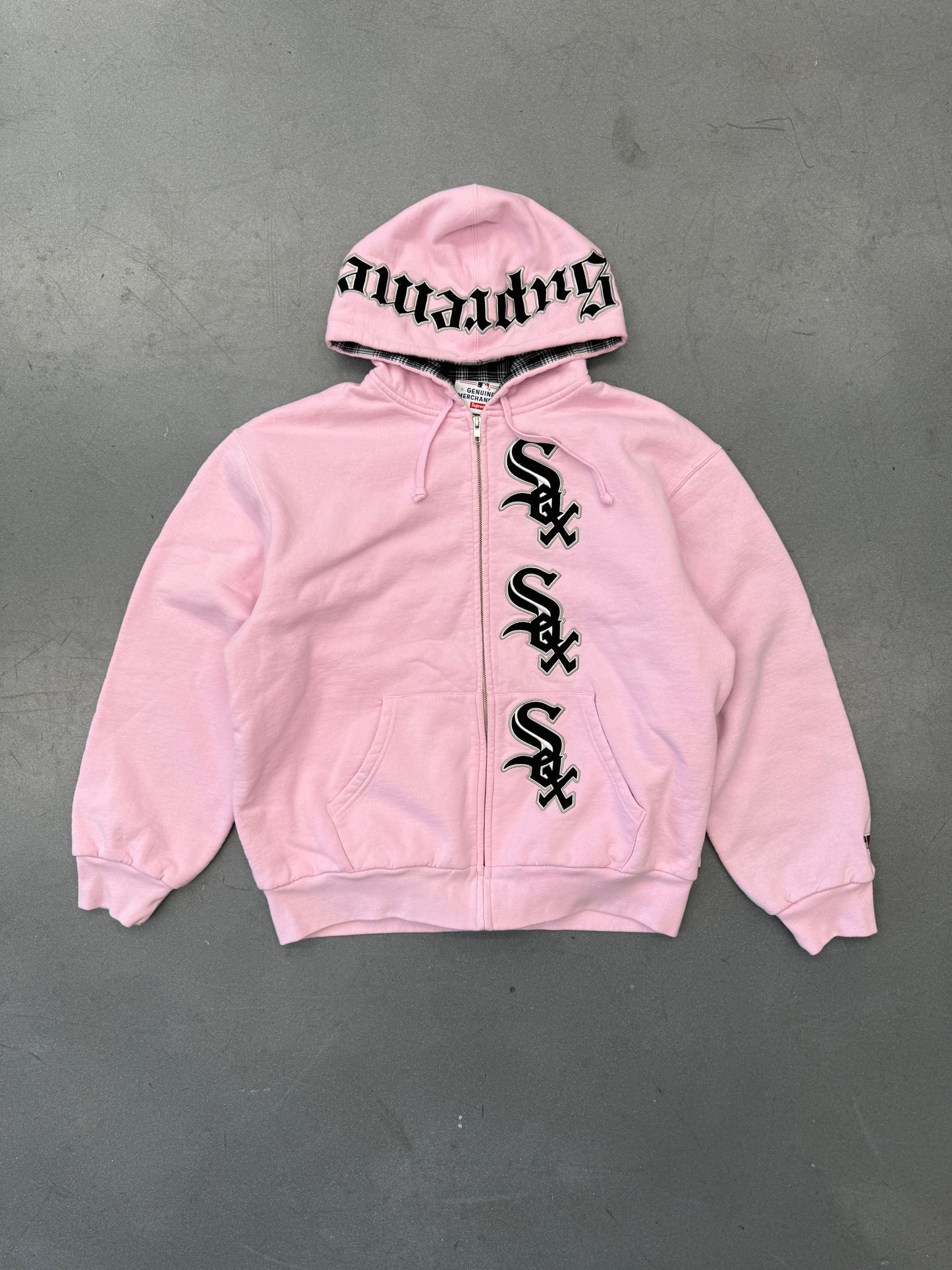 SS25 SUPREME CHICAGO WHITE SOX ZIP UP HOODED SWEATSHIRT - LIGHT PINK