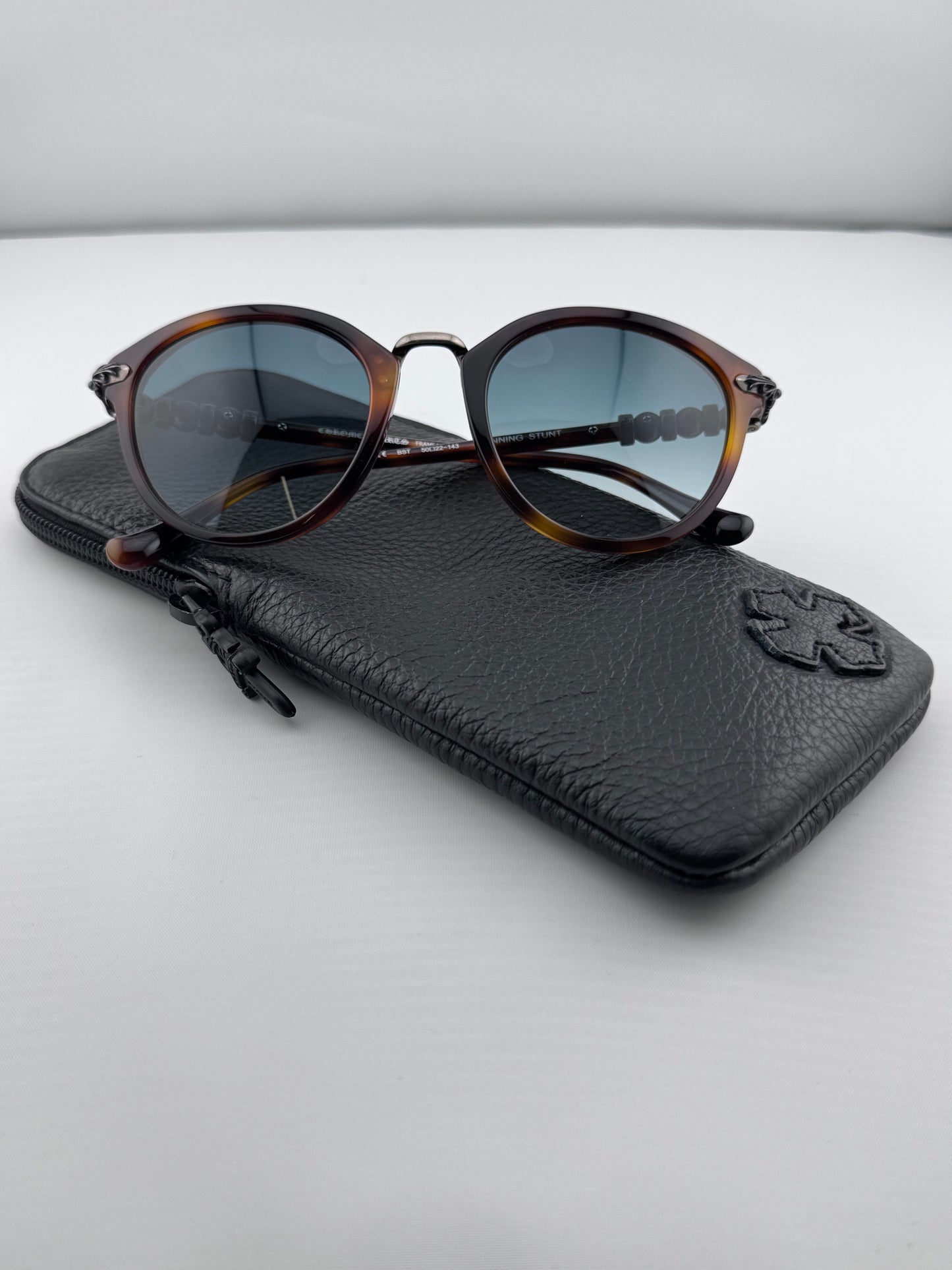 CHROME HEARTS 'CUNNING STUNT' TORTOISE SUNGLASSES (PRE-OWNED WITH CASE)