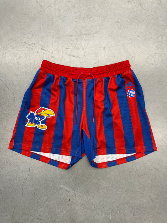 ERIC EMANUEL X ADIDAS UNIVERSITY OF KANSAS KU SOCCER SHORTS (XL)