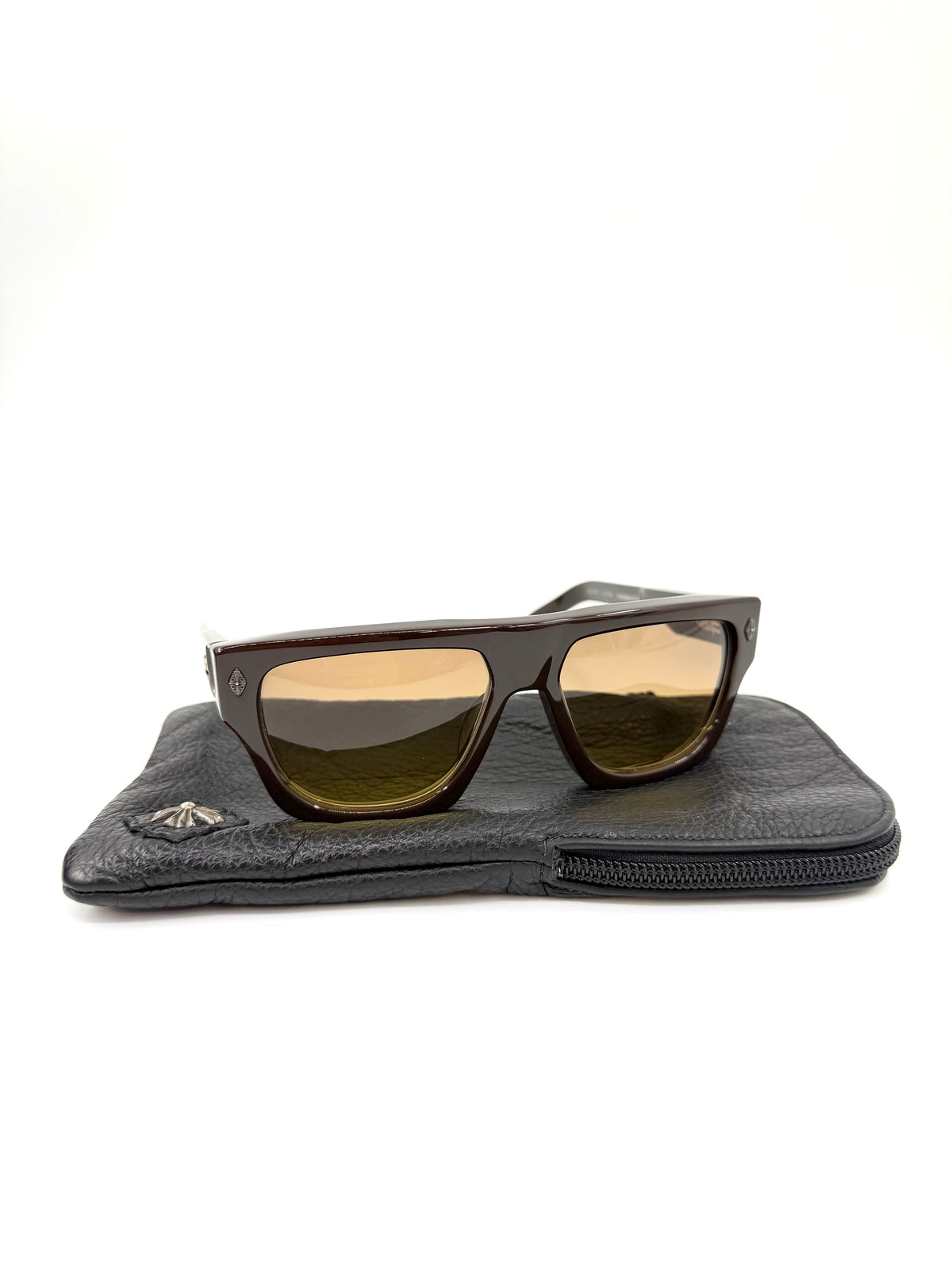 CHROME HEARTS CHARISMADICK SUNGLASSES - BROWN/SILVER (W/ SILVER PLUS CASE)