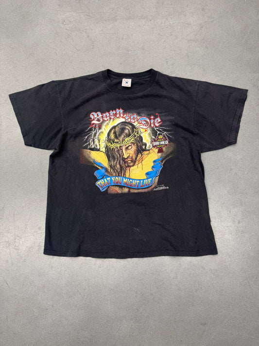 1991 JESUS HEAVENLY DIVINE " BORN TO DIE" WORSHIP THE BEST TEE (DELTA TAG)