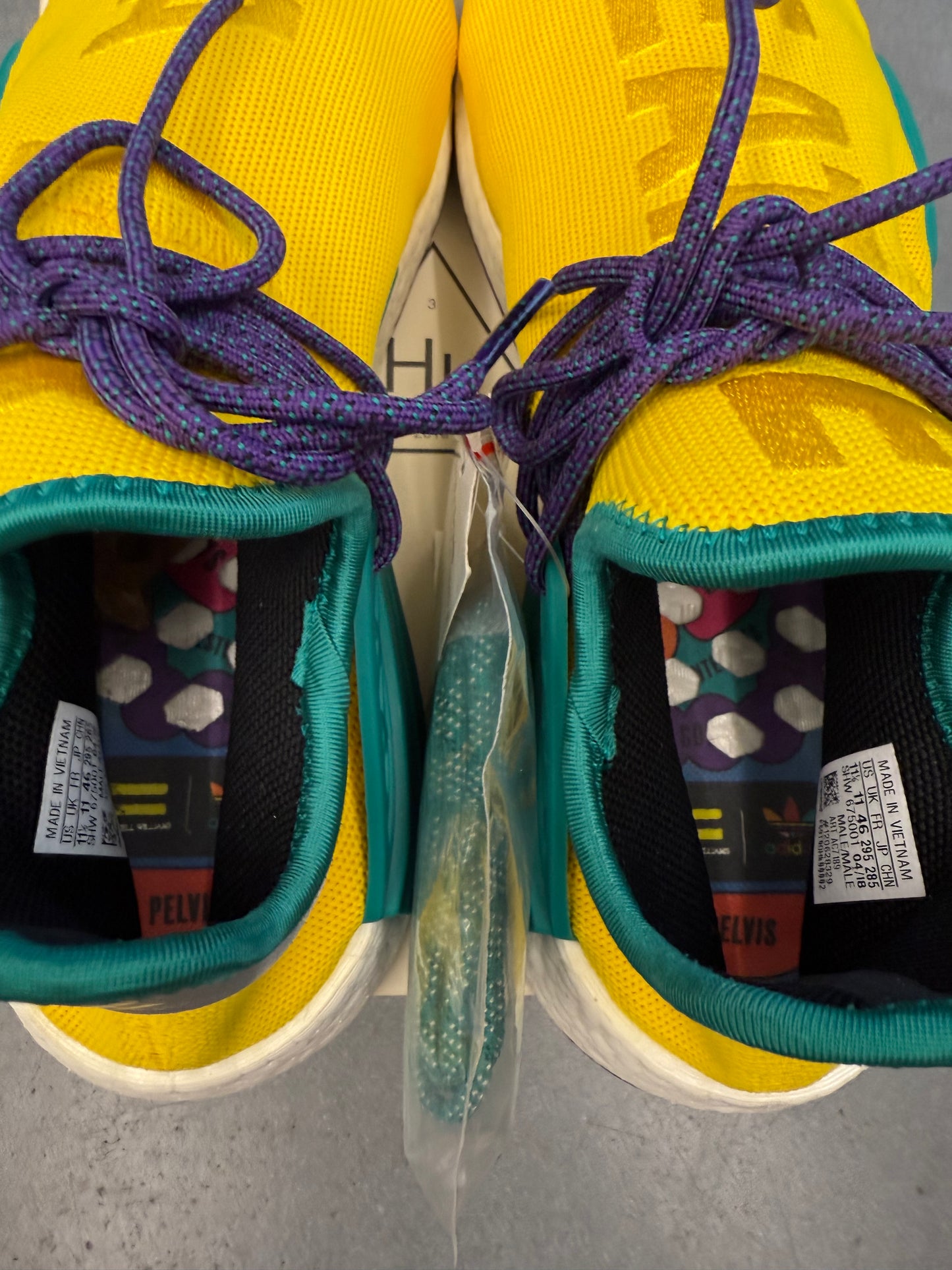 SIZE 11.5 ADIDAS NMD HUMAN RACE PHARRELL YELLOW (F&F) (BRAND NEW WITH BOX)