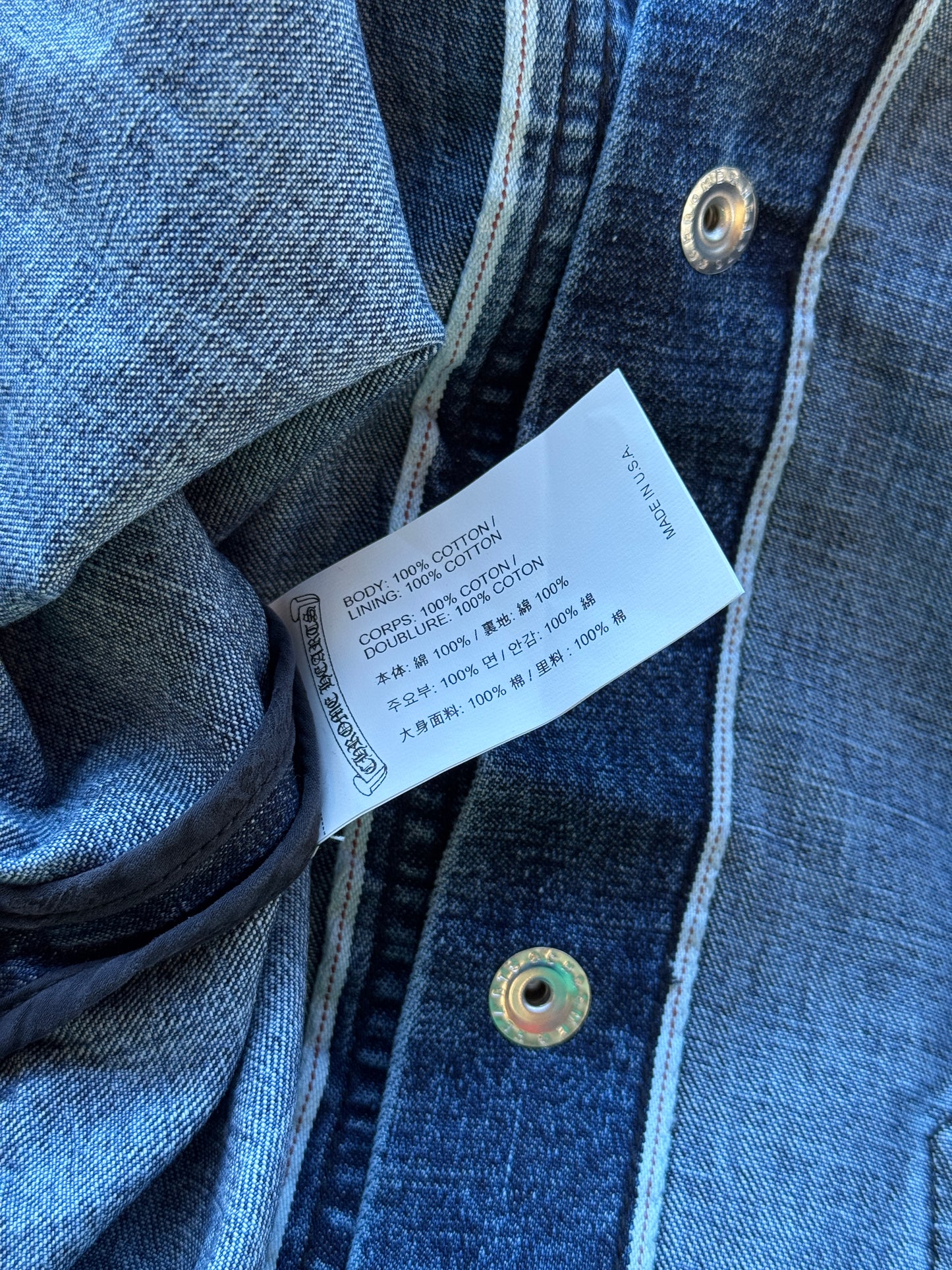 CHROME HEARTS ‘WORK DOG’ SELVEDGE DENIM SHIRT - MEDIUM (NEW)