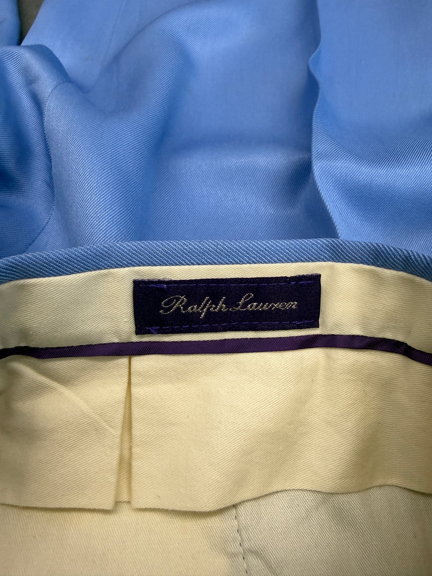 RALPH LAUREN PURPLE LABEL 100% SILK SLACKS - BLUE