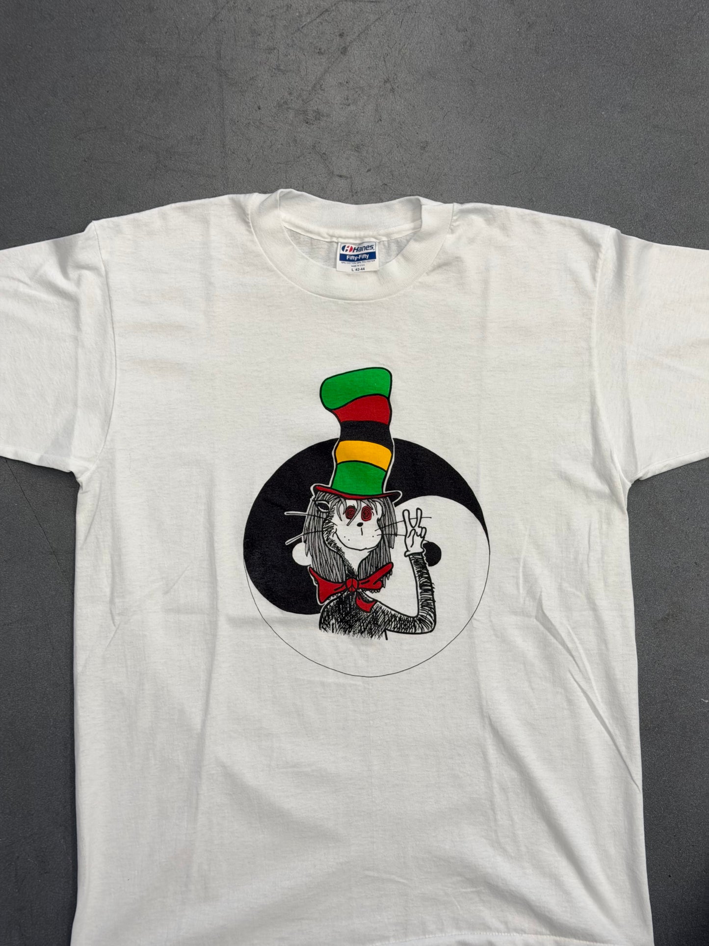 90'S CAT IN THE HAT TRIPPED OUT YIN-YANG TEE (HANES FIFTY-FIFTY TAG)