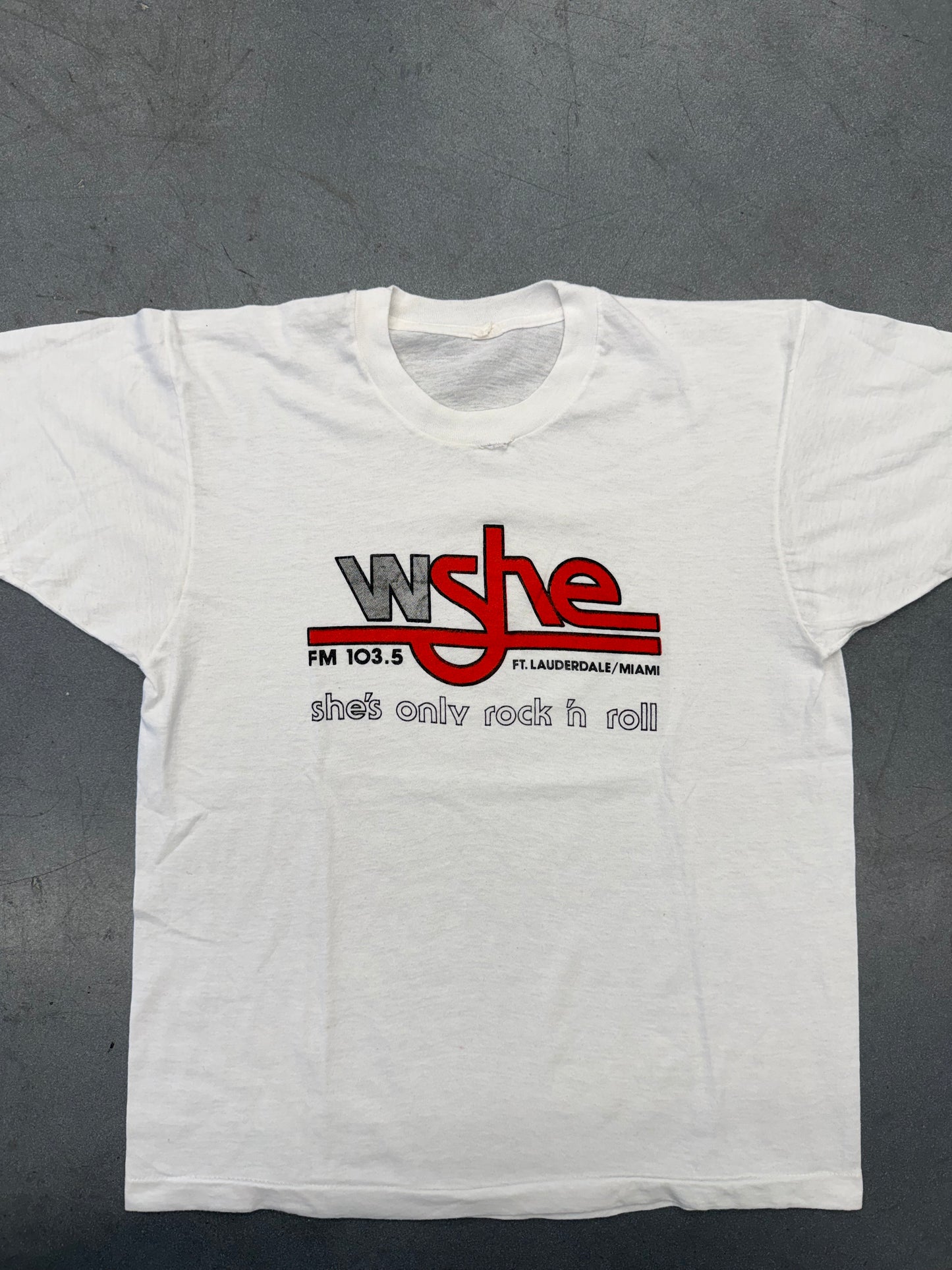 ‘80S WSHE SHE'S ONLY ROCK 'N ROLL PROMOTIONAL TEE (FADED TAG)