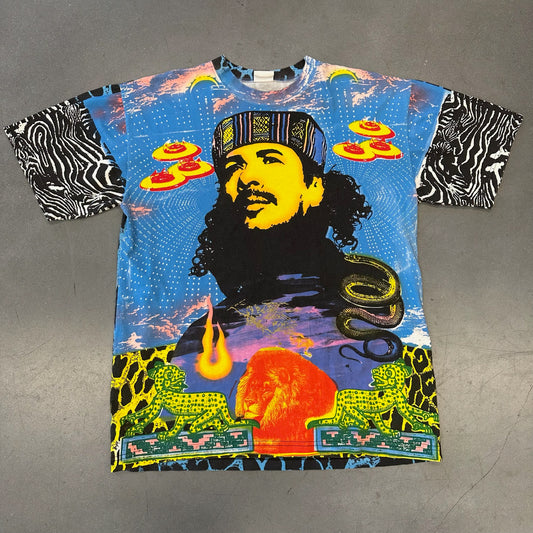 1995 CARLOS SANTANA BY HEAVEN SMILES ALL OVER PRINT TEE (AN INCREDIBLE T-SHIRT TAG)