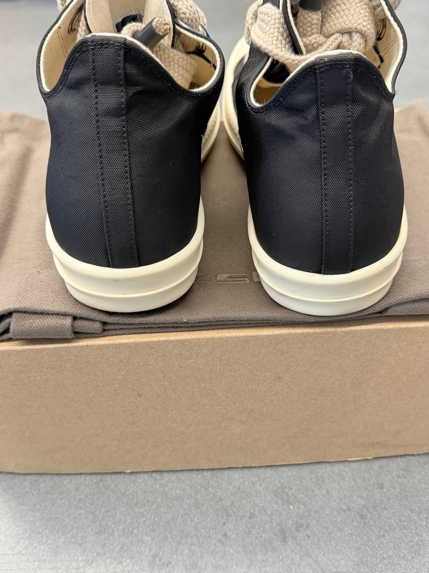 RICK OWENS DRKSHDW NYLON JUMBOLACE LOW SNEAKS (W/ BOX)