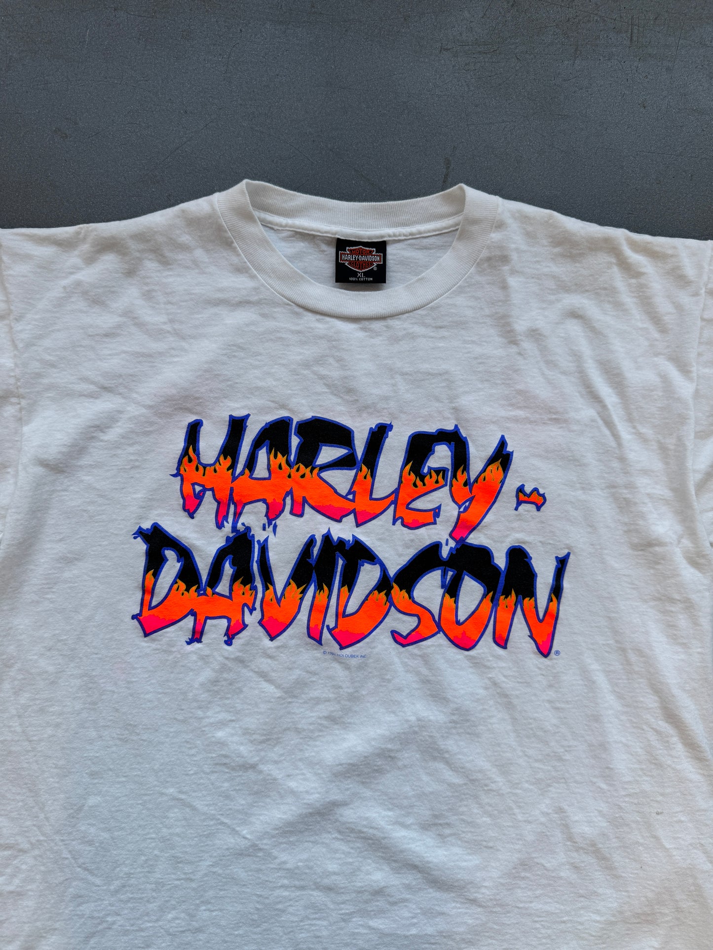 1994 HARLEY-DAVIDSON FLAMING SPELLOUT LOGO DAYTONA BEACH, FLORIDA TEE
