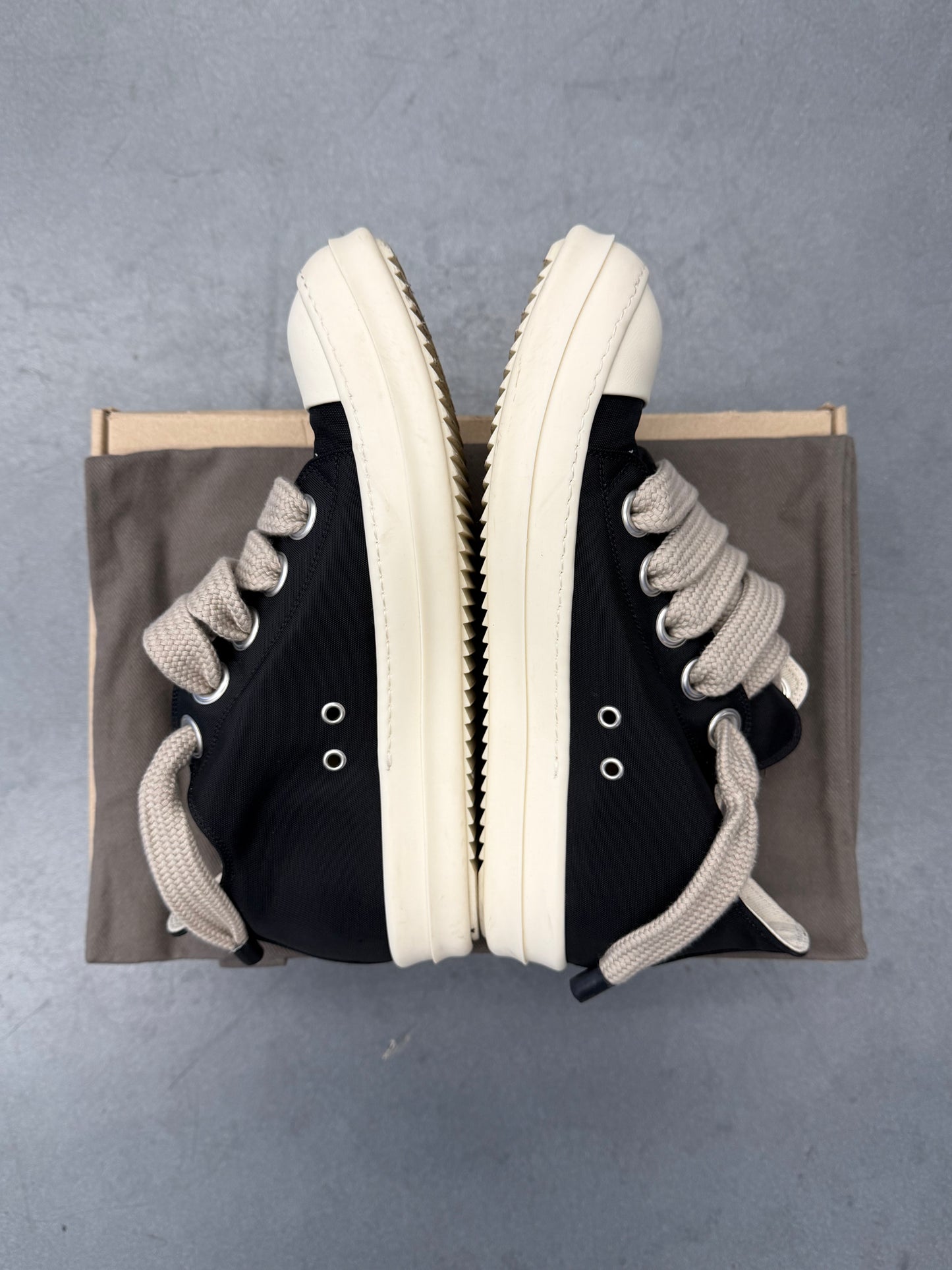 RICK OWENS DRKSHDW NYLON JUMBOLACE LOW SNEAKS (W/ BOX)