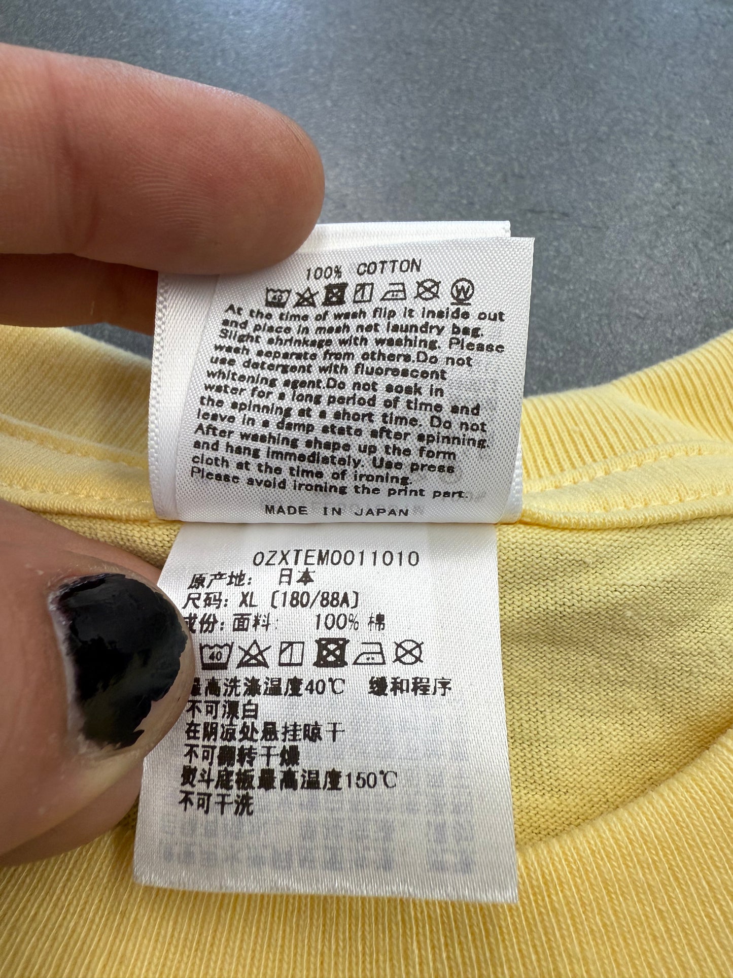 A BATHING APE COLLEGE TEE - YELLOW (XL) (NEW IN BAG)