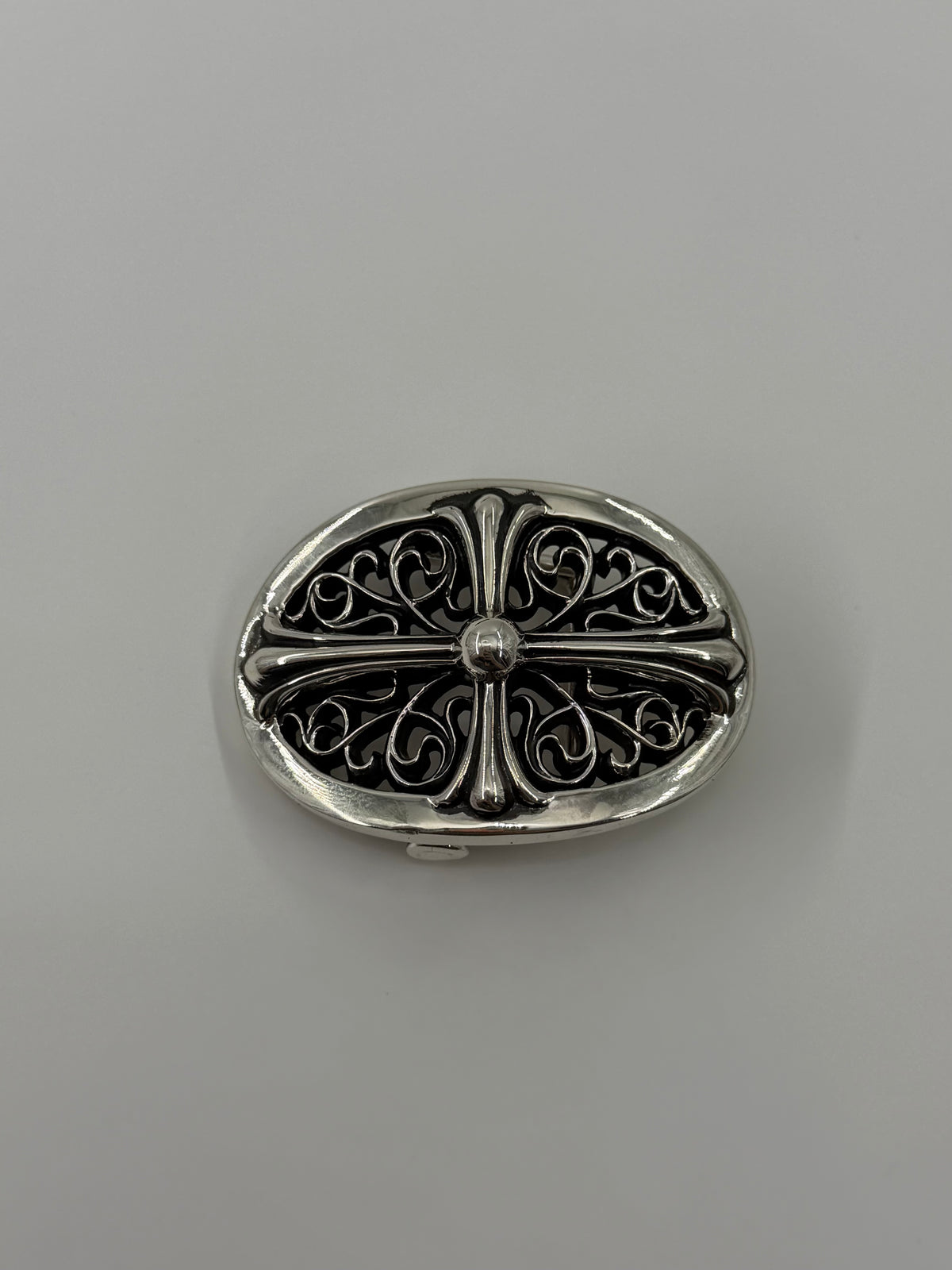 CHROME HEARTS 1" SMALL SILVER OVAL BUCKLE