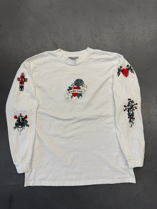 90S VINTAGE HARD TAIL HEART TATTOO STYLE LONG SLEEVE TEE