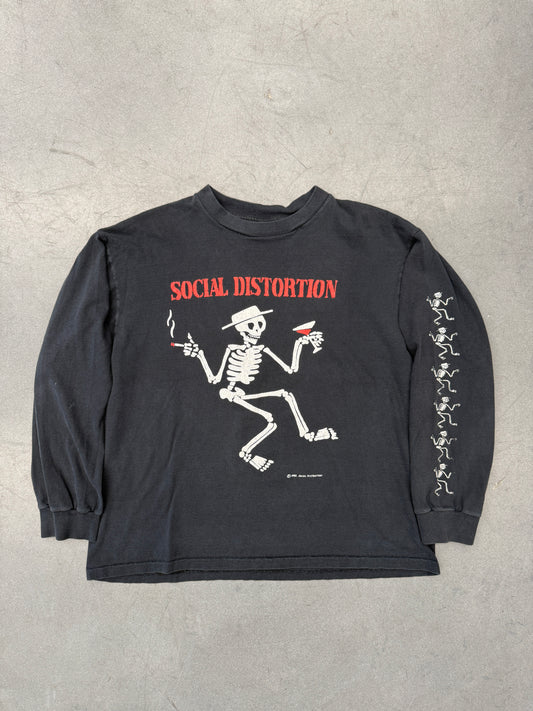 1992 SOCIAL DISTORTION DANCING SKELETON LONG SLEEVE TEE (BELTONT TAG)