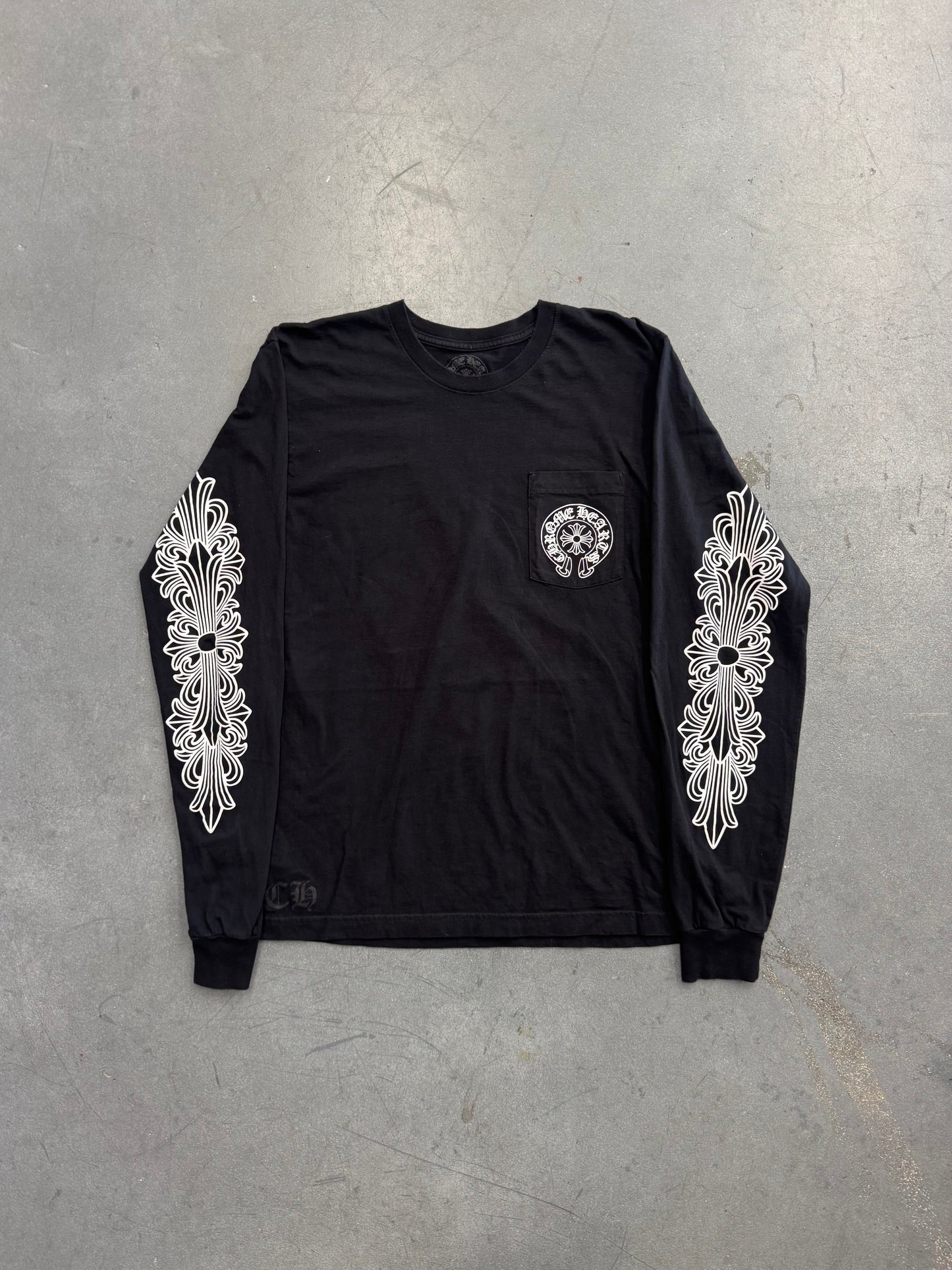 CHROME HEARTS MIAMI FLORAL LS TEE - BLACK/WHITE