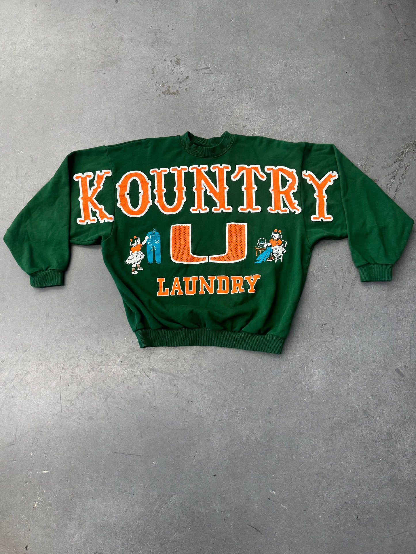 KAPITAL KOUNTRY LAUNDRY COLLEGE SWEATSHIRT - UNIVERSITY OF MIAMI