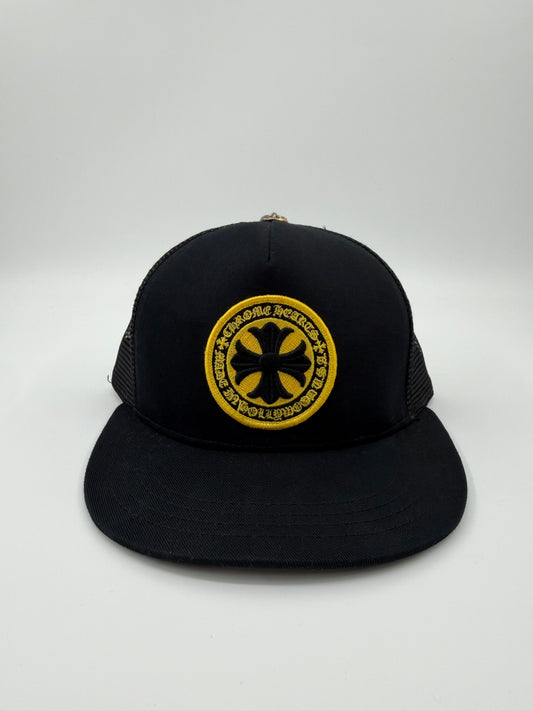 CHROME HEARTS PLUS CROSS SEAL TRUCKER HAT - BLACK
