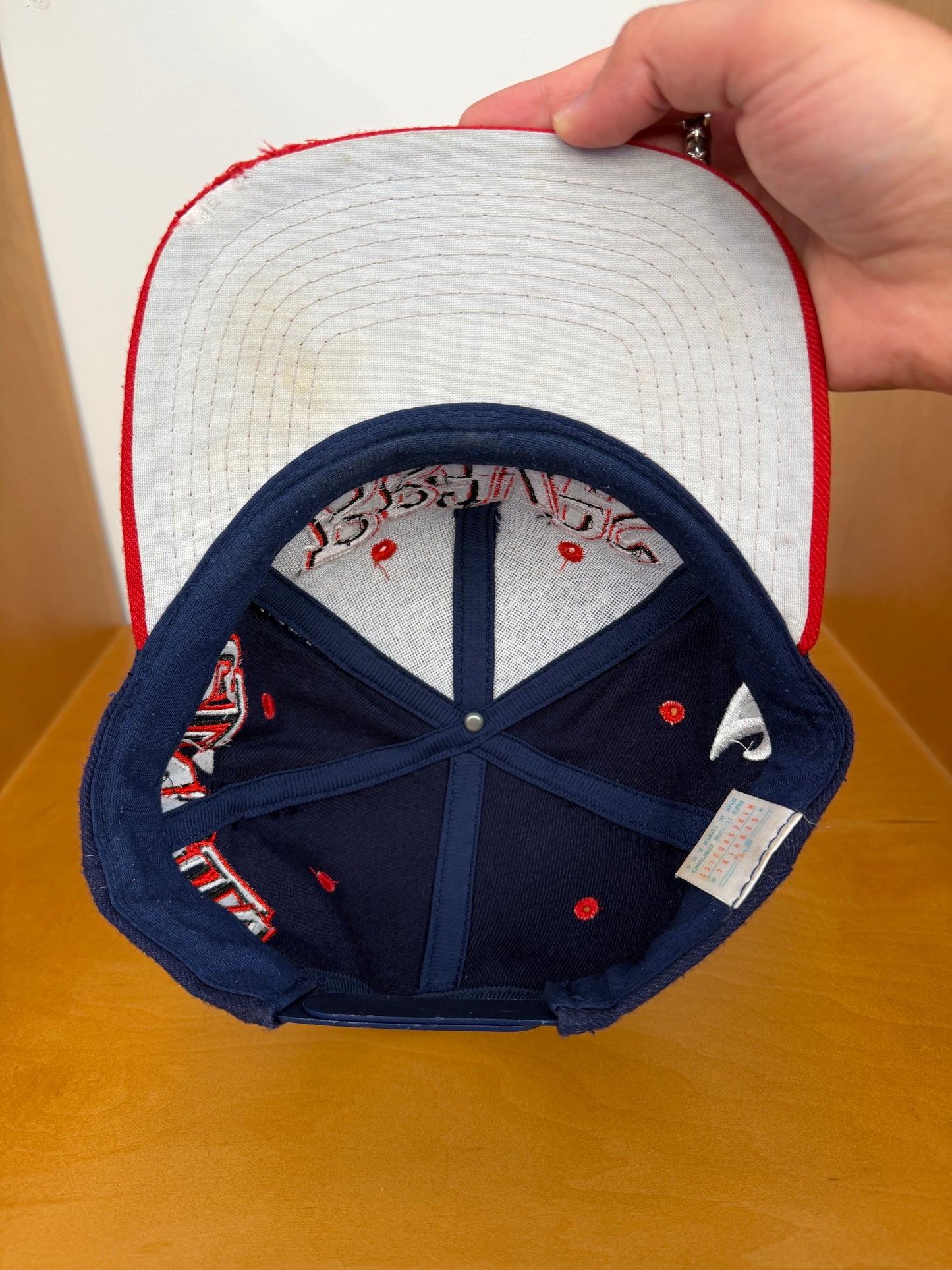 90S ATLANTA BRAVES GRAFFITI EMBROIDERED WRAP AROUND MLB SNAPBACK HAT (GENUINE MERCHANDISE TAG)